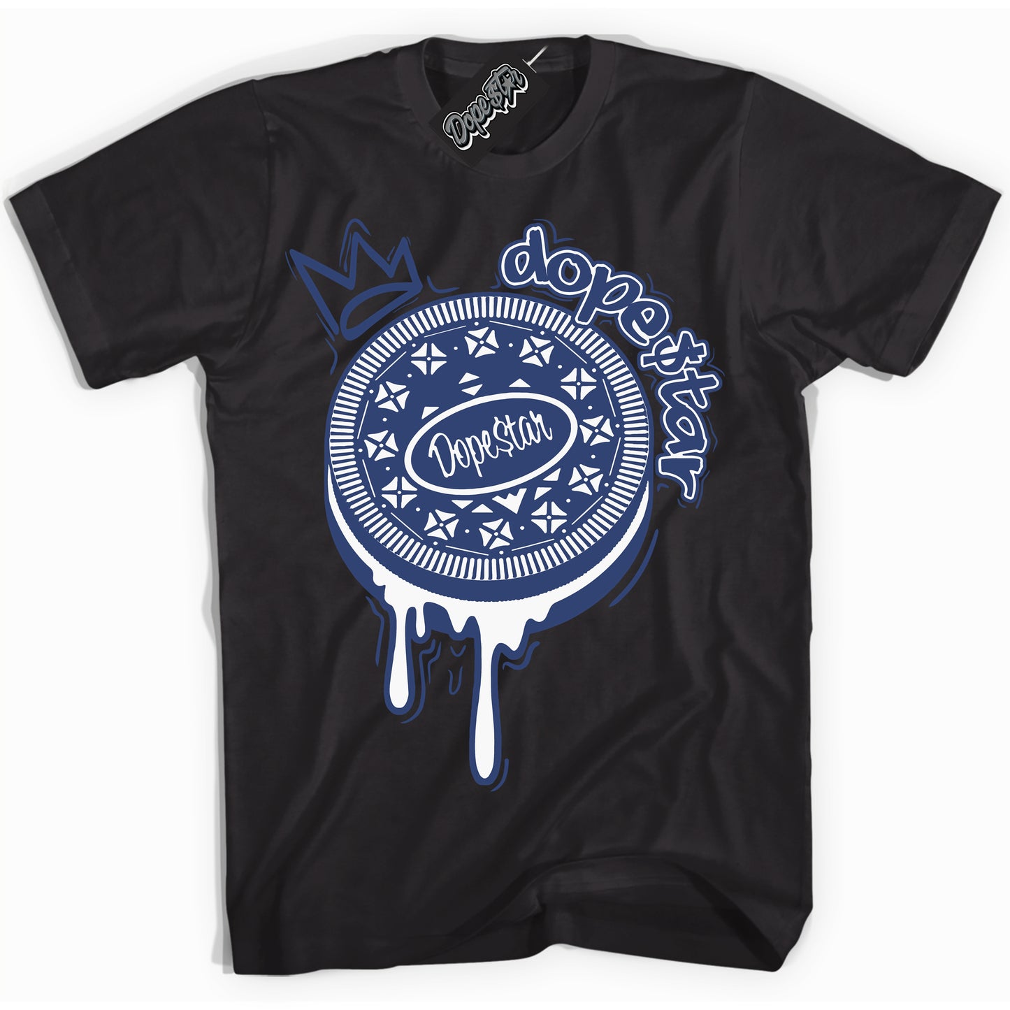 Cool Black Shirt with “Oreo DS” design that perfectly matches Diffused Blue 11s Jordans.