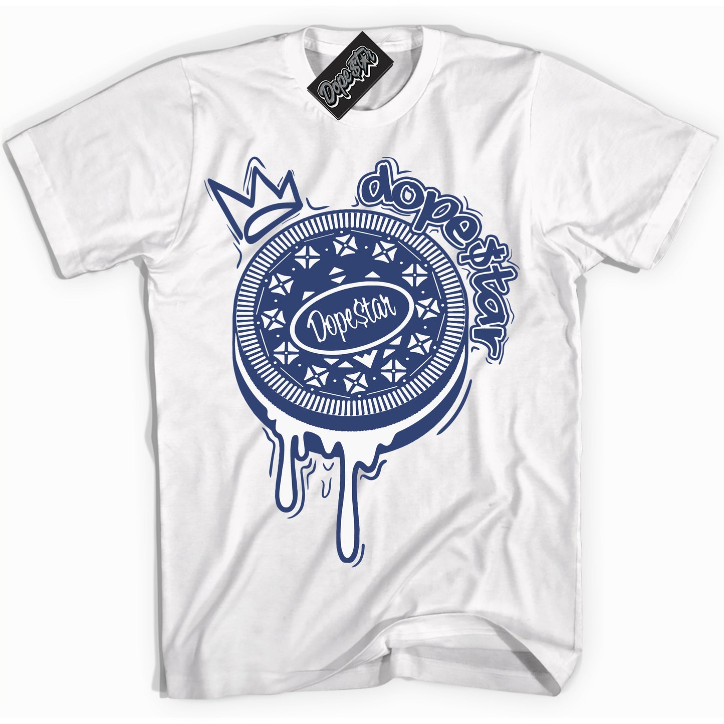 Cool White Shirt with “Oreo DS” design that perfectly matches Diffused Blue 11s Jordans.