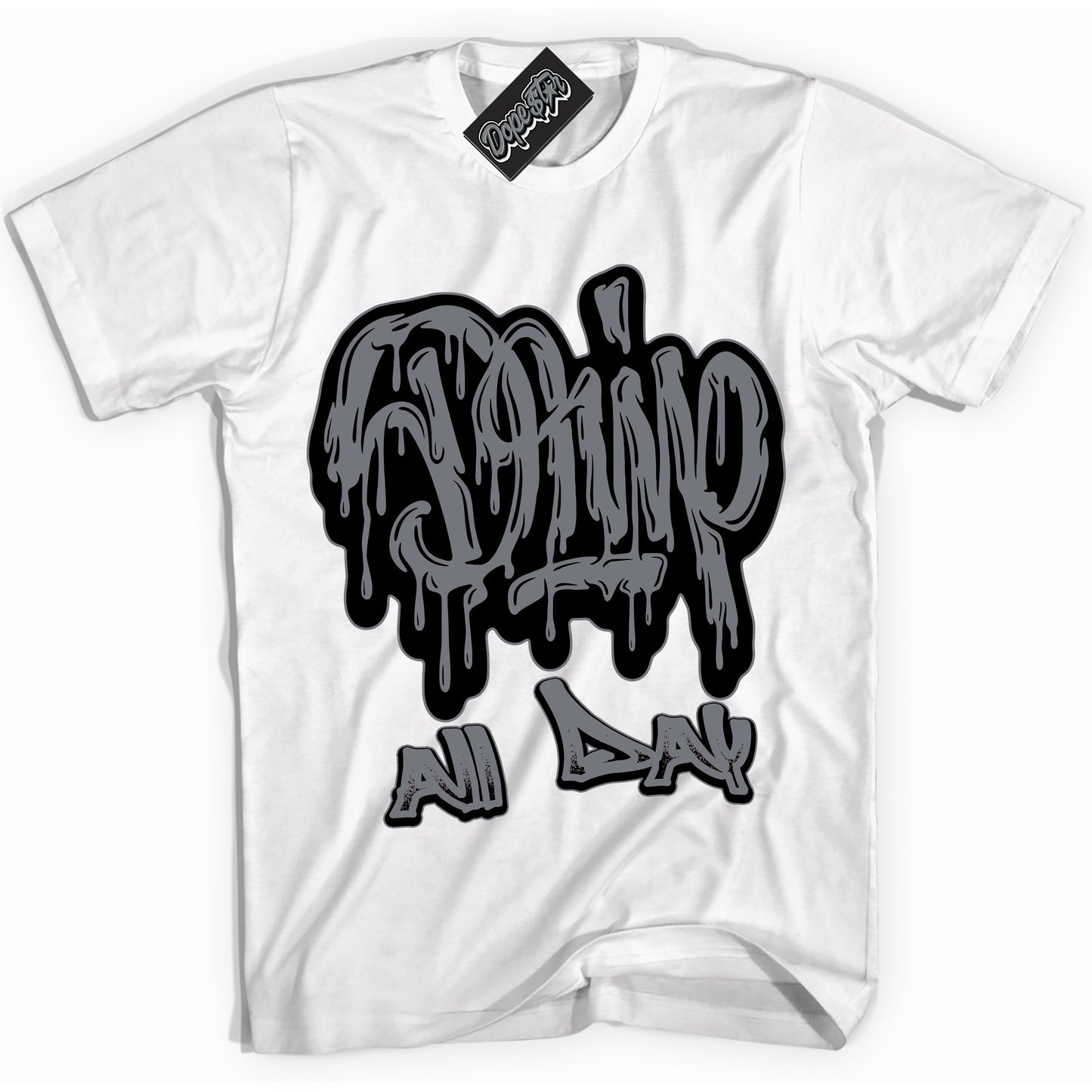 Cool White Shirt with “Drip All Day” design that perfectly matches the Barons 12s Jordans.