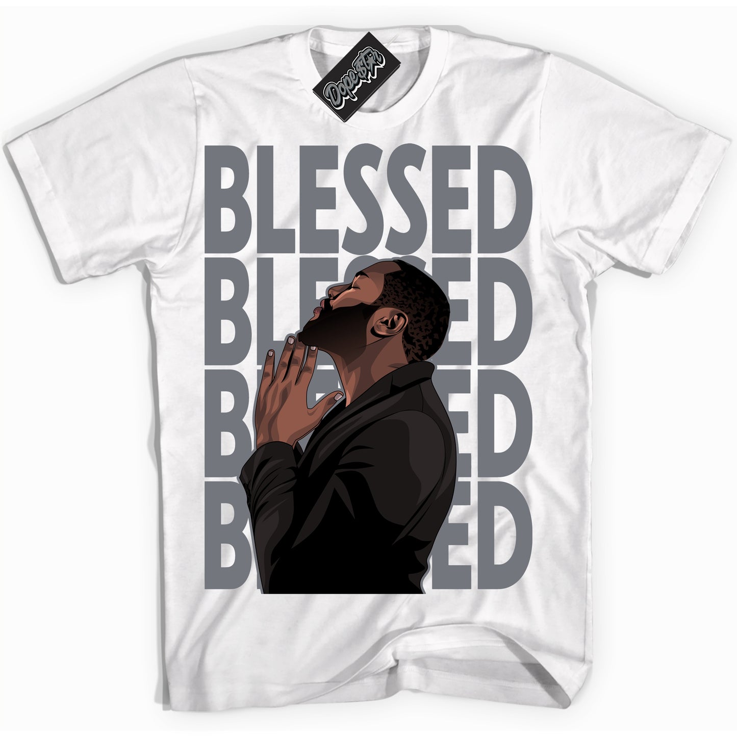 Cool White Shirt with “God Blessed” design that perfectly matches the Barons 12s Jordans.