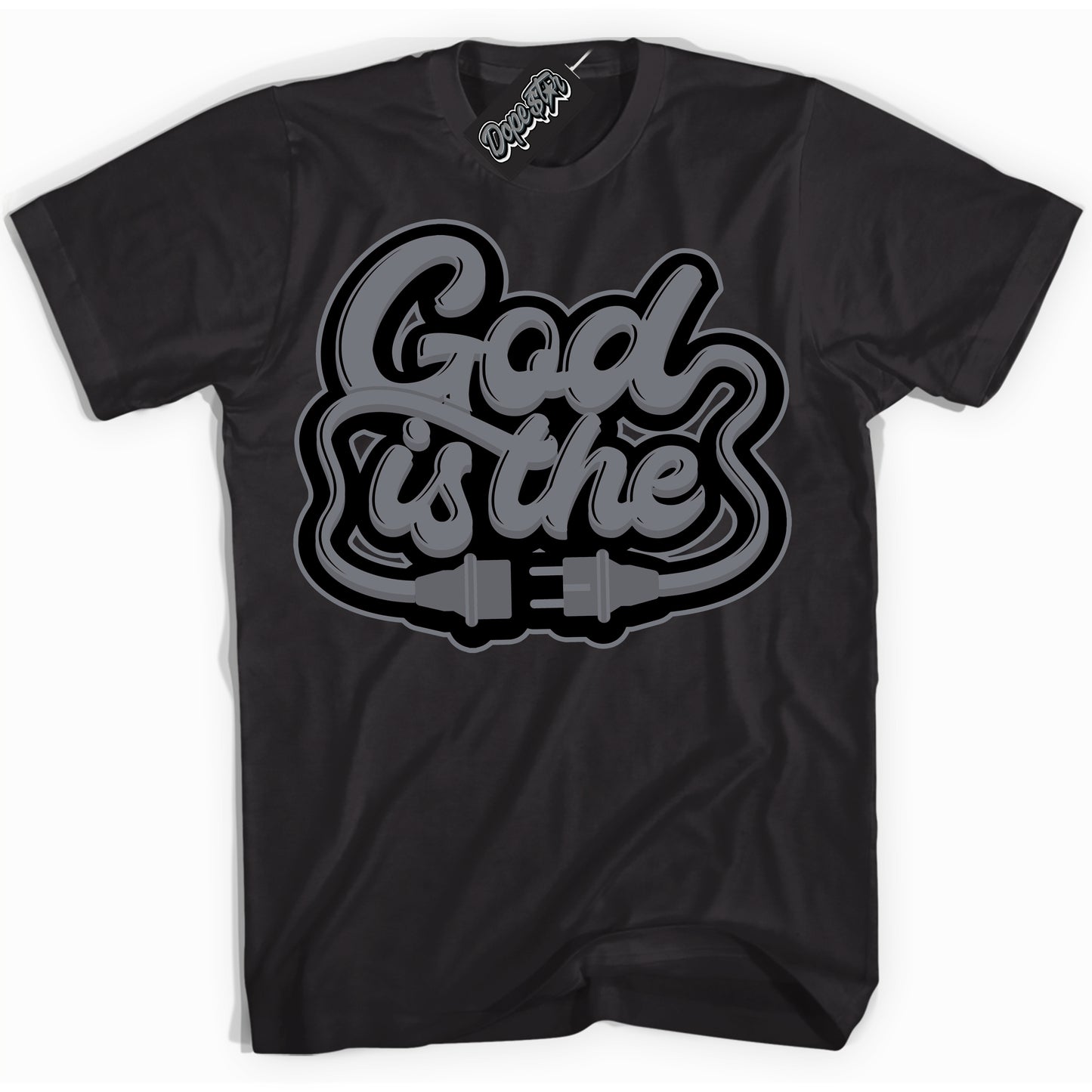 Cool Black Shirt with “God Is The” design that perfectly matches the Barons 12s Jordans.