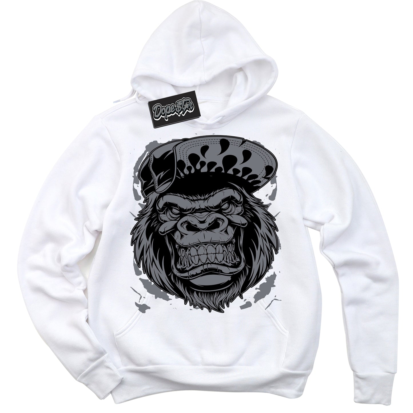 Cool White Hoodie with “Gorilla Beast” design that Perfectly Matches Barons 12s Jordans.