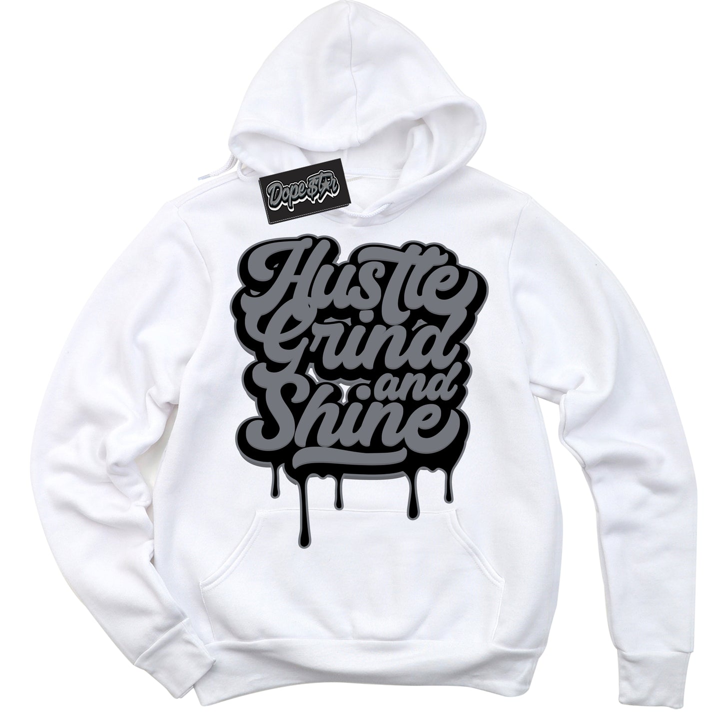 Cool White Hoodie with “Hustle Grind And Shine” design that Perfectly Matches Barons 12s Jordans.