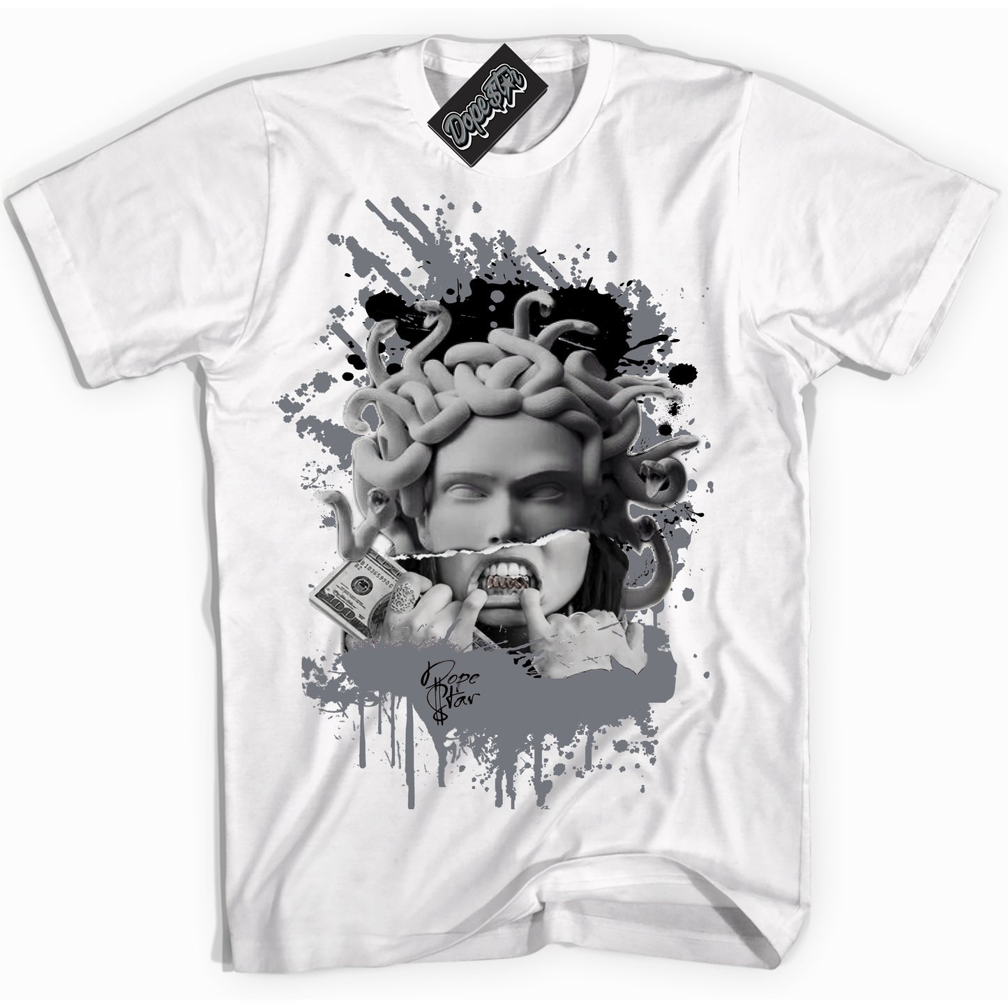 Cool White Shirt with “Medusa” design that perfectly matches the Barons 12s Jordans.