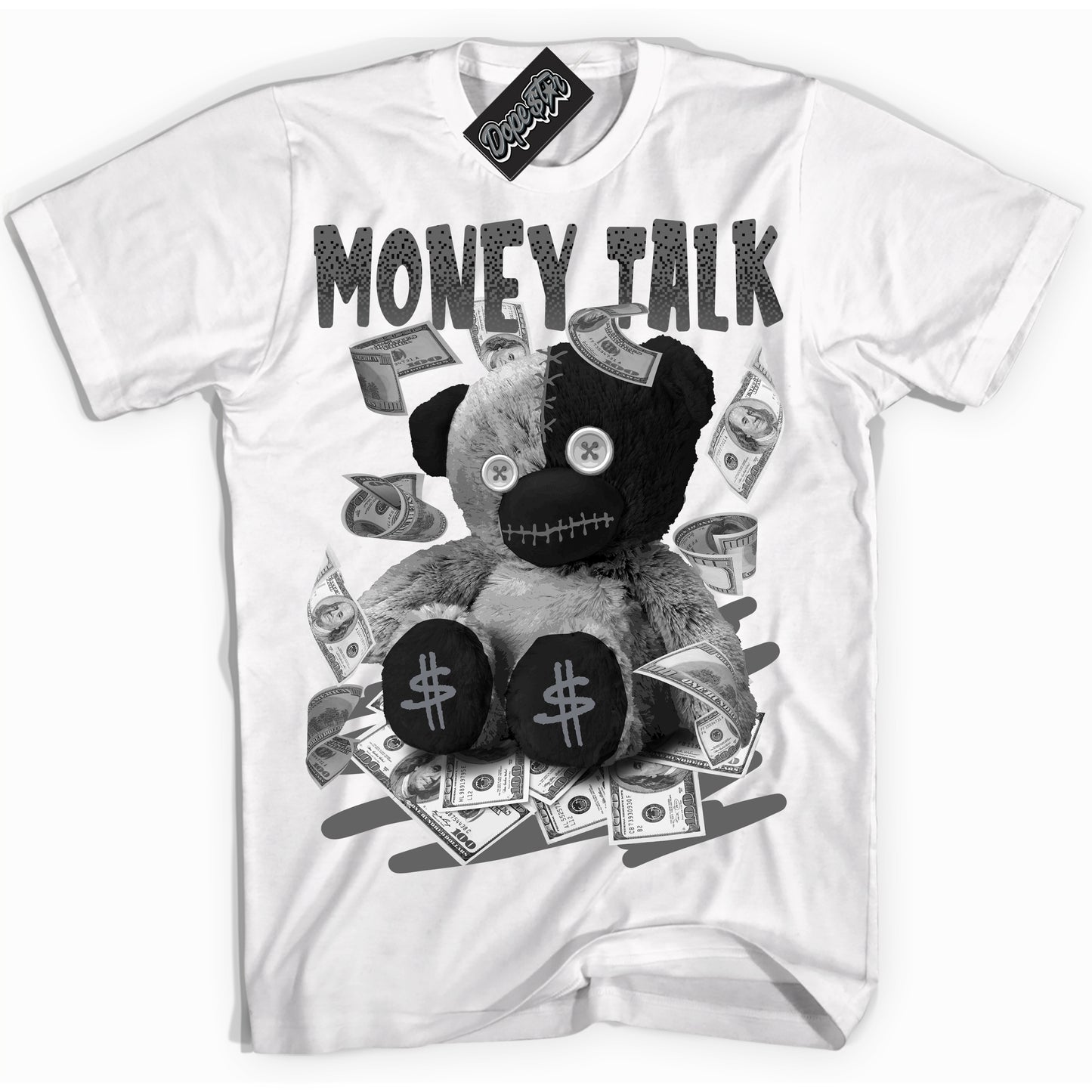 Cool White Shirt with “Money Talk Bear” design that perfectly matches the Barons 12s Jordans.