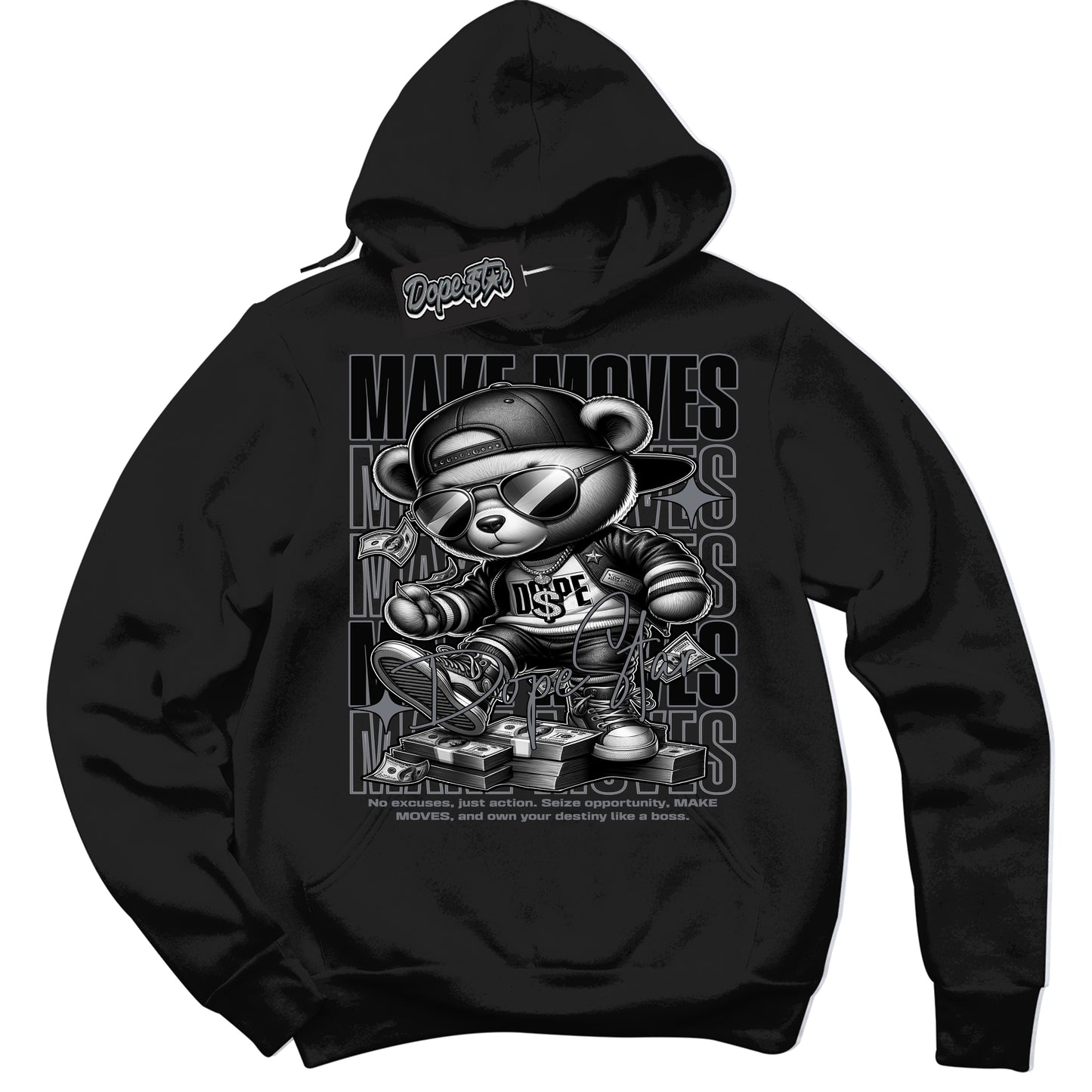 Cool Black Hoodie with “Make Moves” design that Perfectly Matches Barons 12s Jordans.