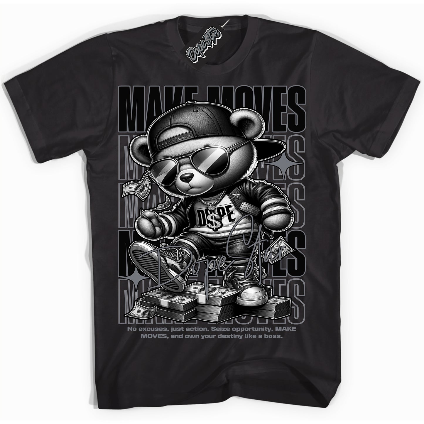 Cool Black Shirt with “Make Moves” design that perfectly matches the Barons 12s Jordans.