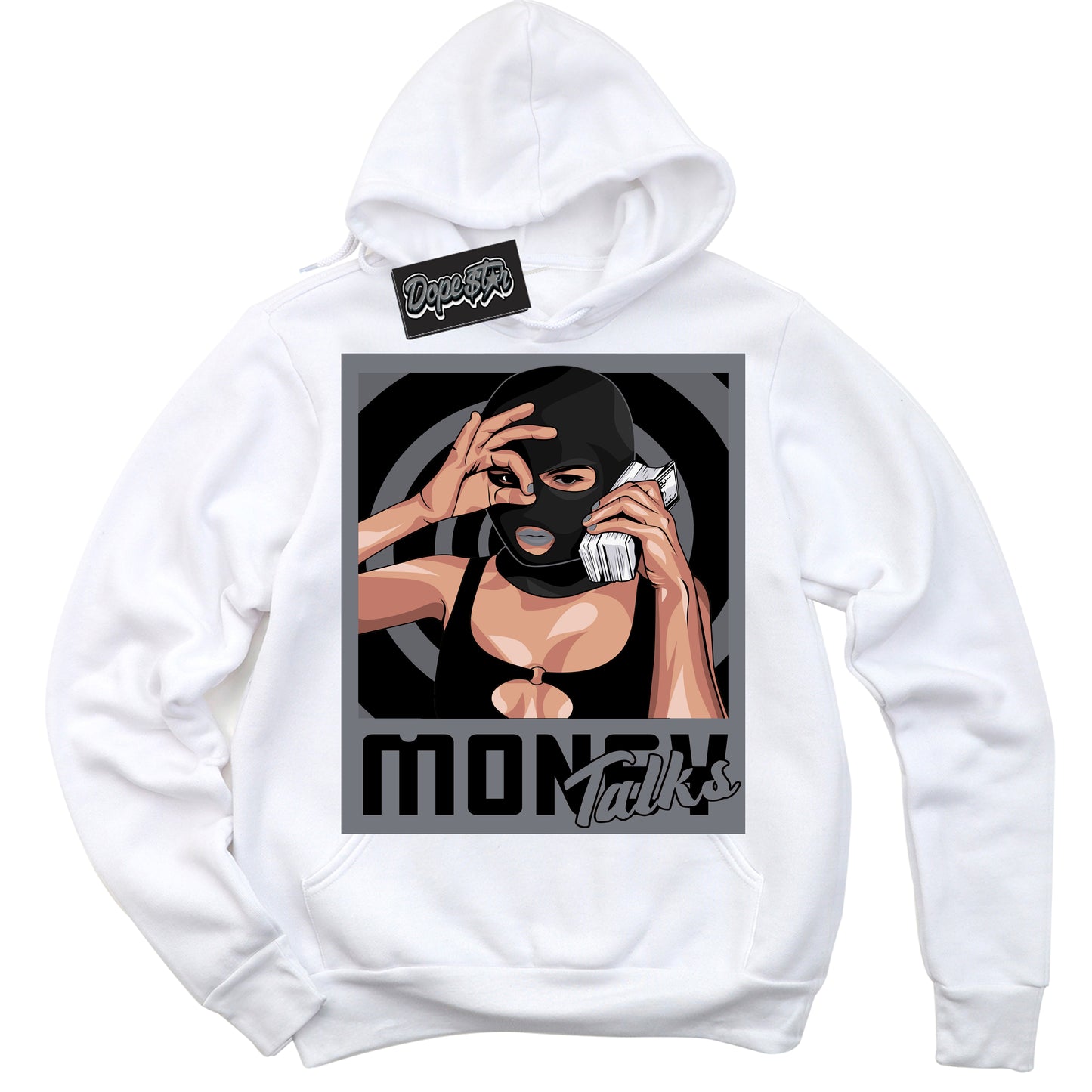 Cool White Hoodie with “Money Talks” design that Perfectly Matches Barons 12s Jordans.