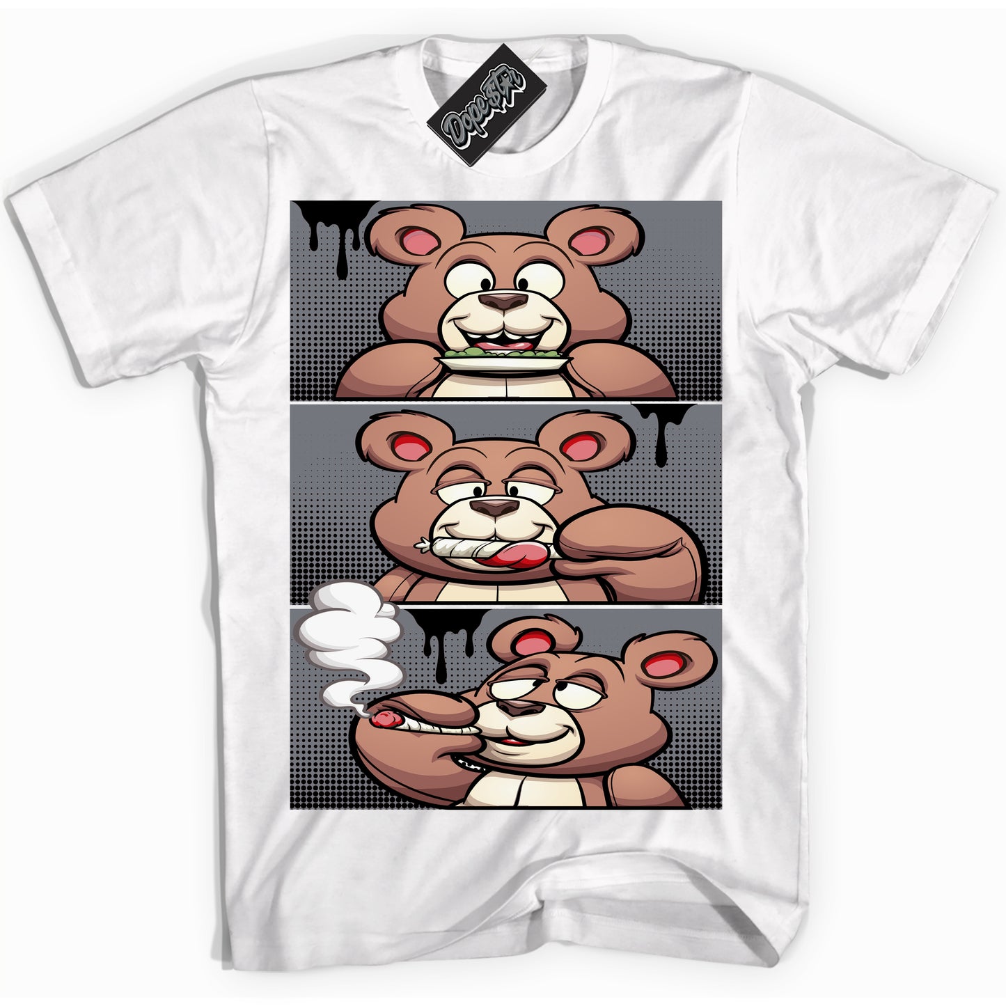Cool White Shirt with “Roll It Lick It Smoke It Bear” design that perfectly matches the Barons 12s Jordans.