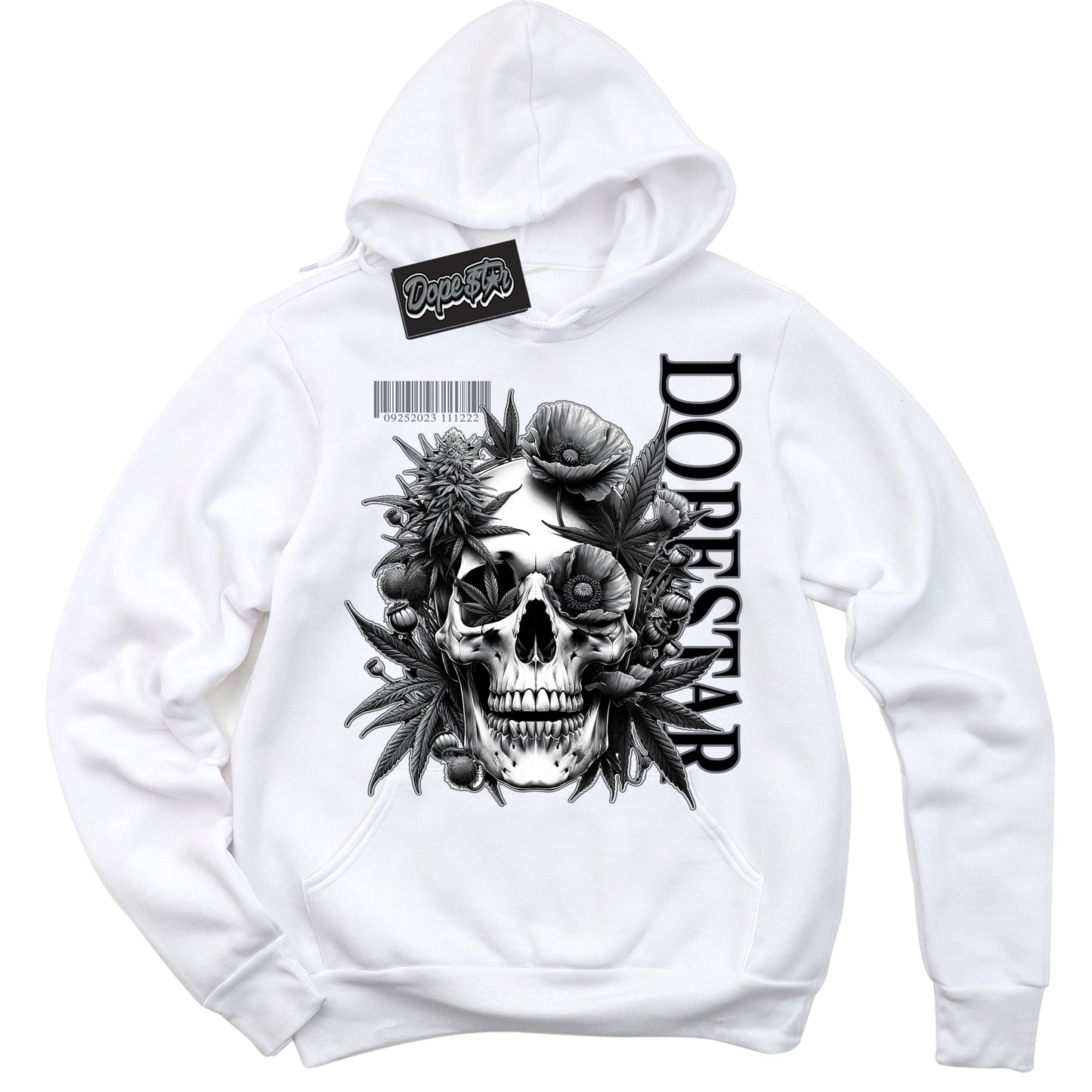 Cool White Hoodie with “Skull Poppies” design that Perfectly Matches Barons 12s Jordans.