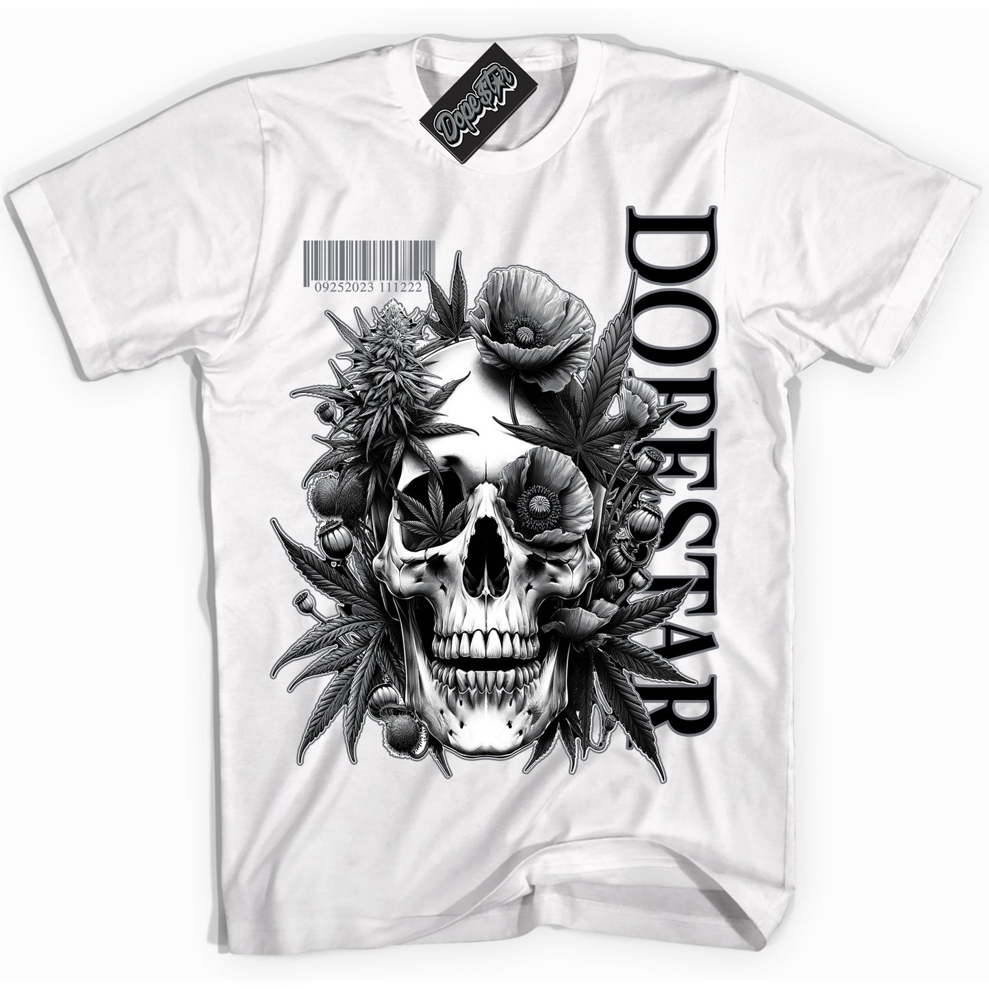 Cool White Shirt with “Skull Poppies” design that perfectly matches the Barons 12s Jordans.