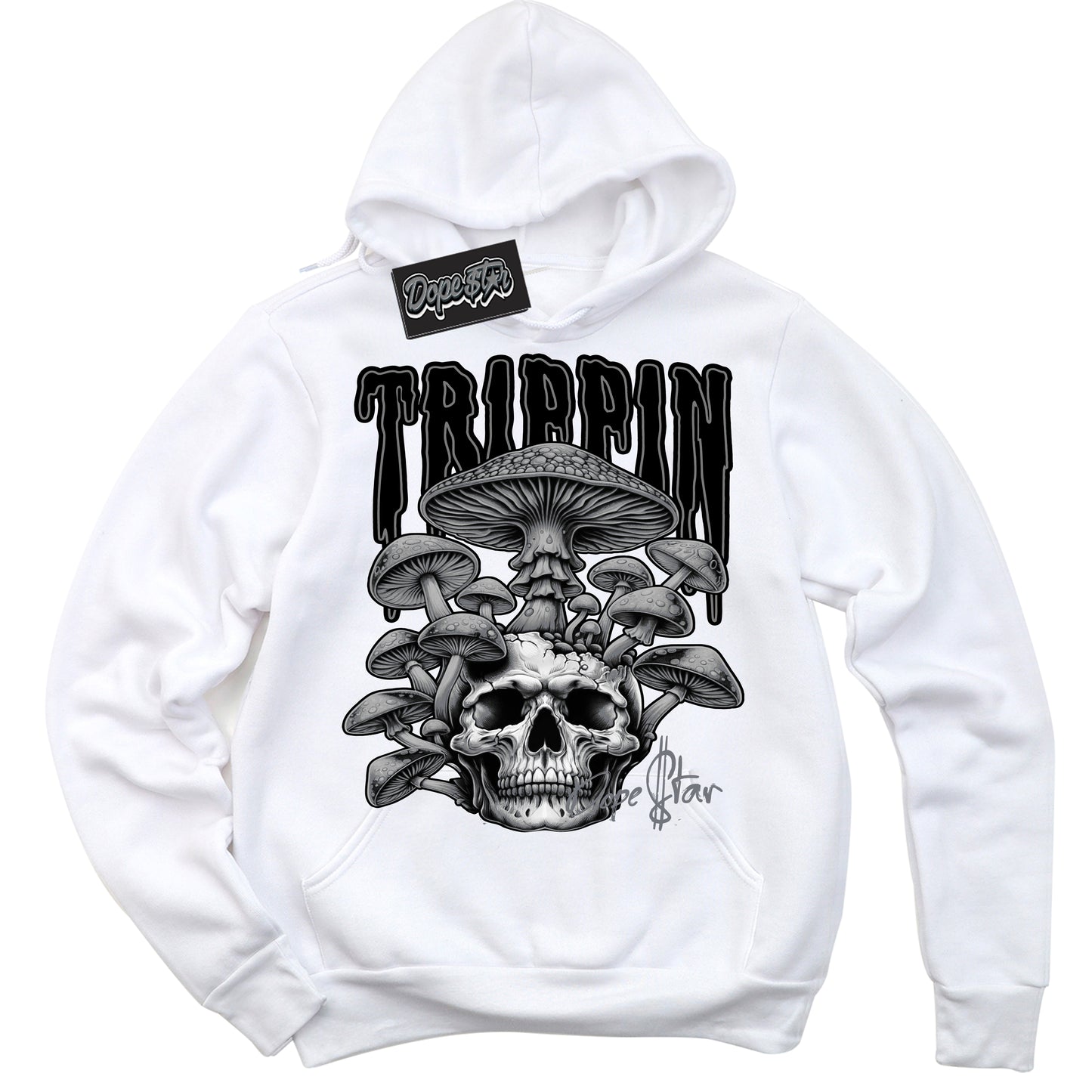 Cool White Hoodie with “Trippin” design that Perfectly Matches Barons 12s Jordans.