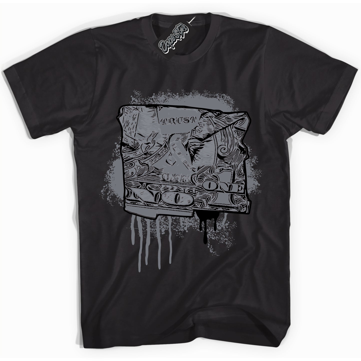 Cool Black Shirt with “Trust No One Dollar” design that perfectly matches the Barons 12s Jordans.