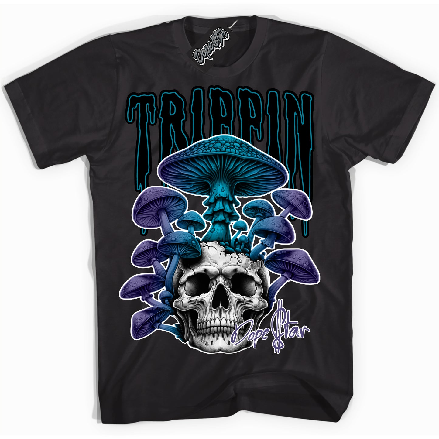 Cool Black Shirt with “Trippin” design that perfectly matches Love Letter 14s.