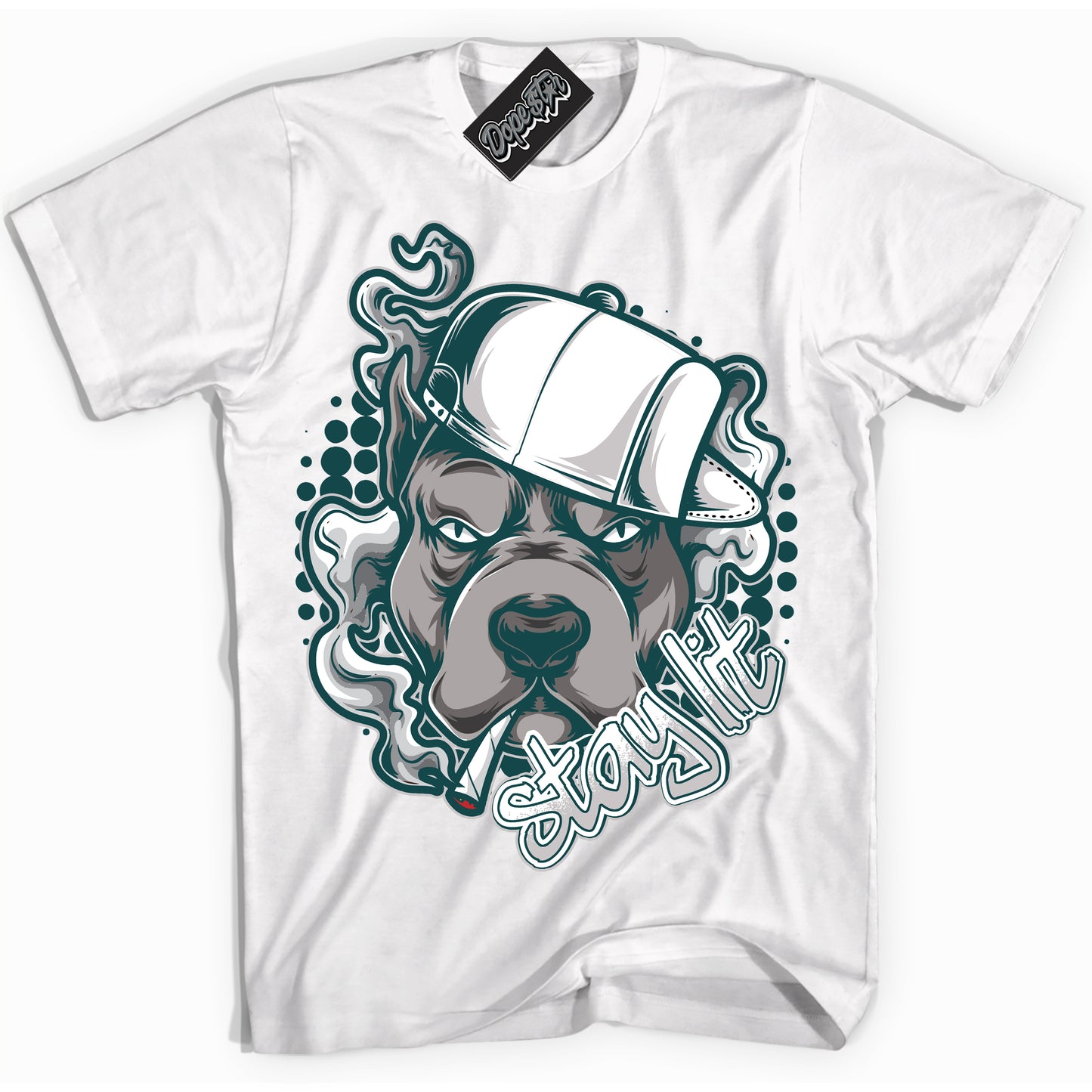 Cool White Shirt with “Stay Lit” design that perfectly matches the Oxidized Green 1s Jordans.