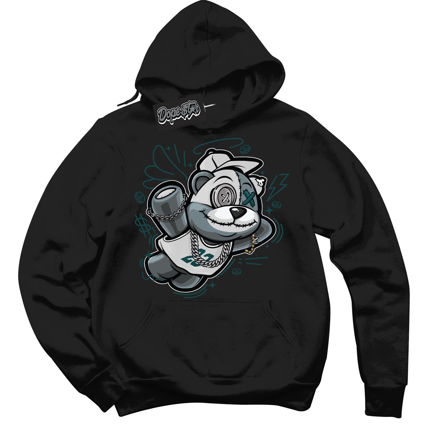 Cool Black Shirt with “Slam Dunk Bear” design that perfectly matches the Oxidized Green 1s Jordans.