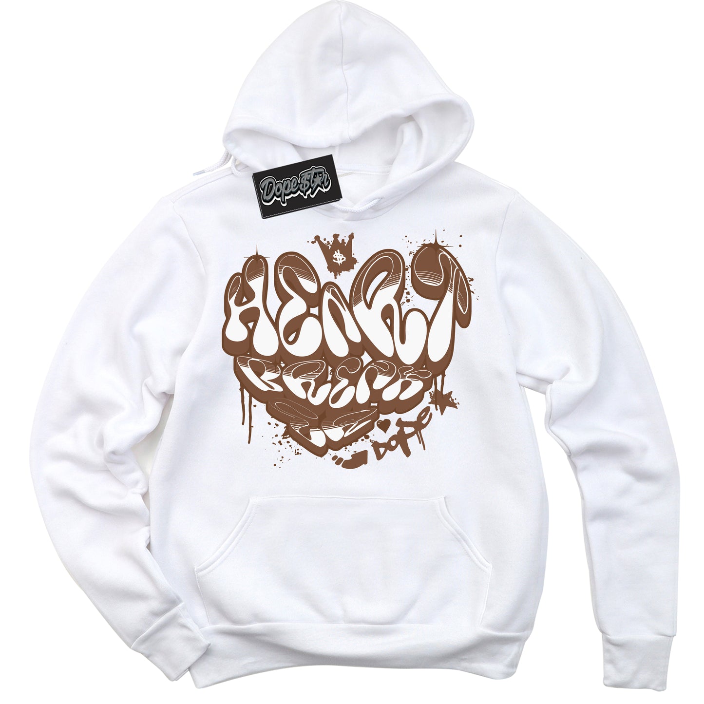 Cool White Hoodie with “Heartbreaker Graffiti” design that Perfectly Matches Archaeo Brown White 1s Jordans.