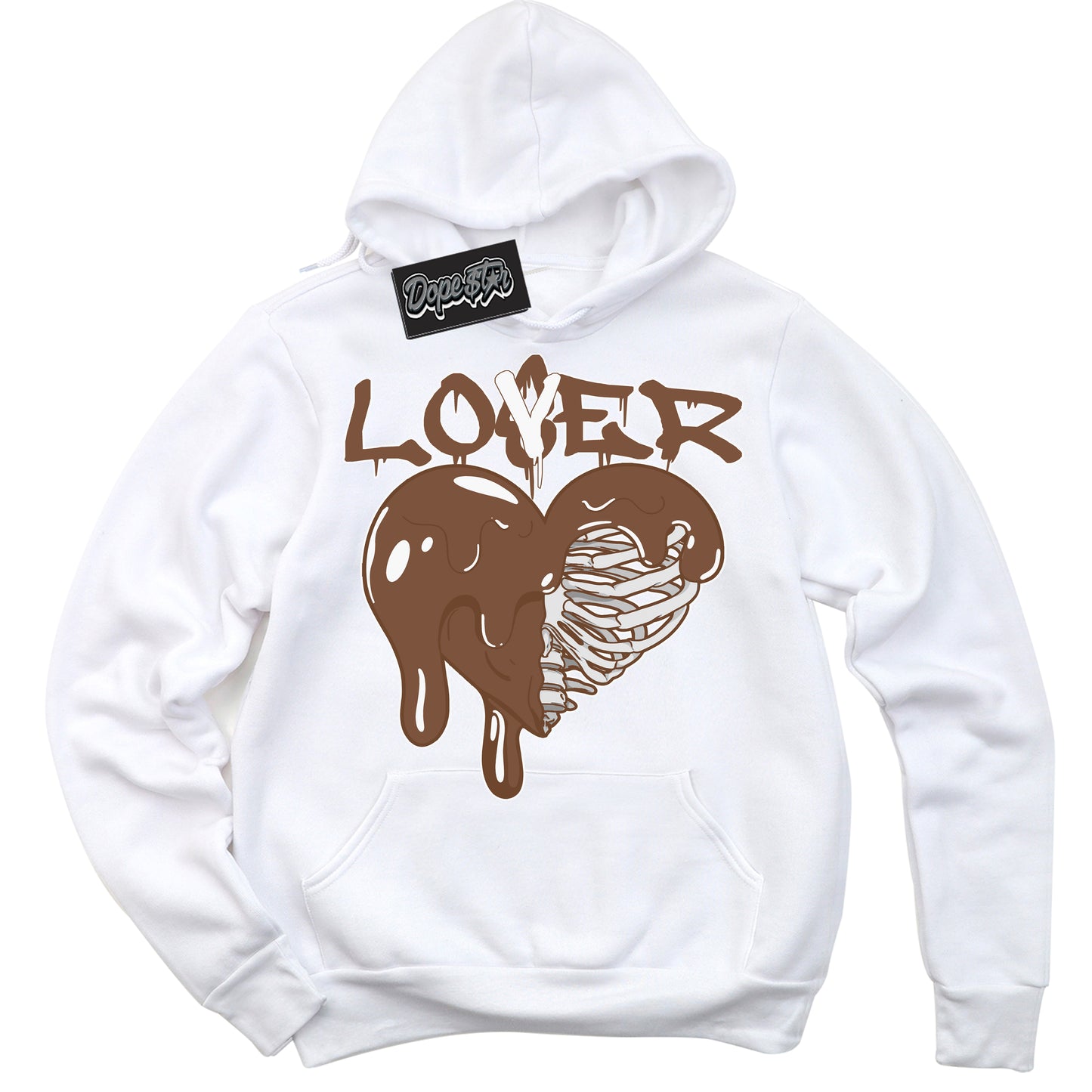 Cool White Hoodie with “Lover Loser” design that Perfectly Matches Archaeo Brown White 1s Jordans.