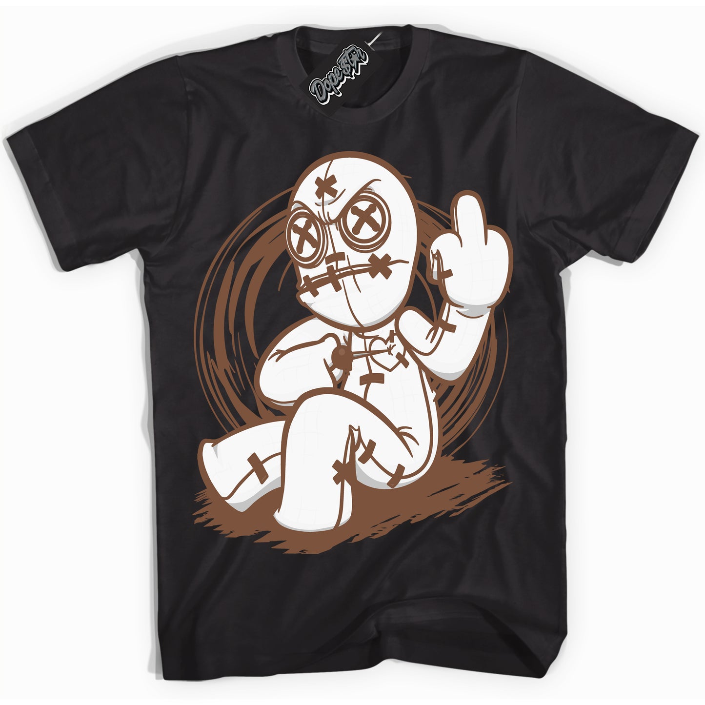 Cool Black Shirt with “Voodoo Doll” design that perfectly matches the Archaeo Brown White 1s Jordans.