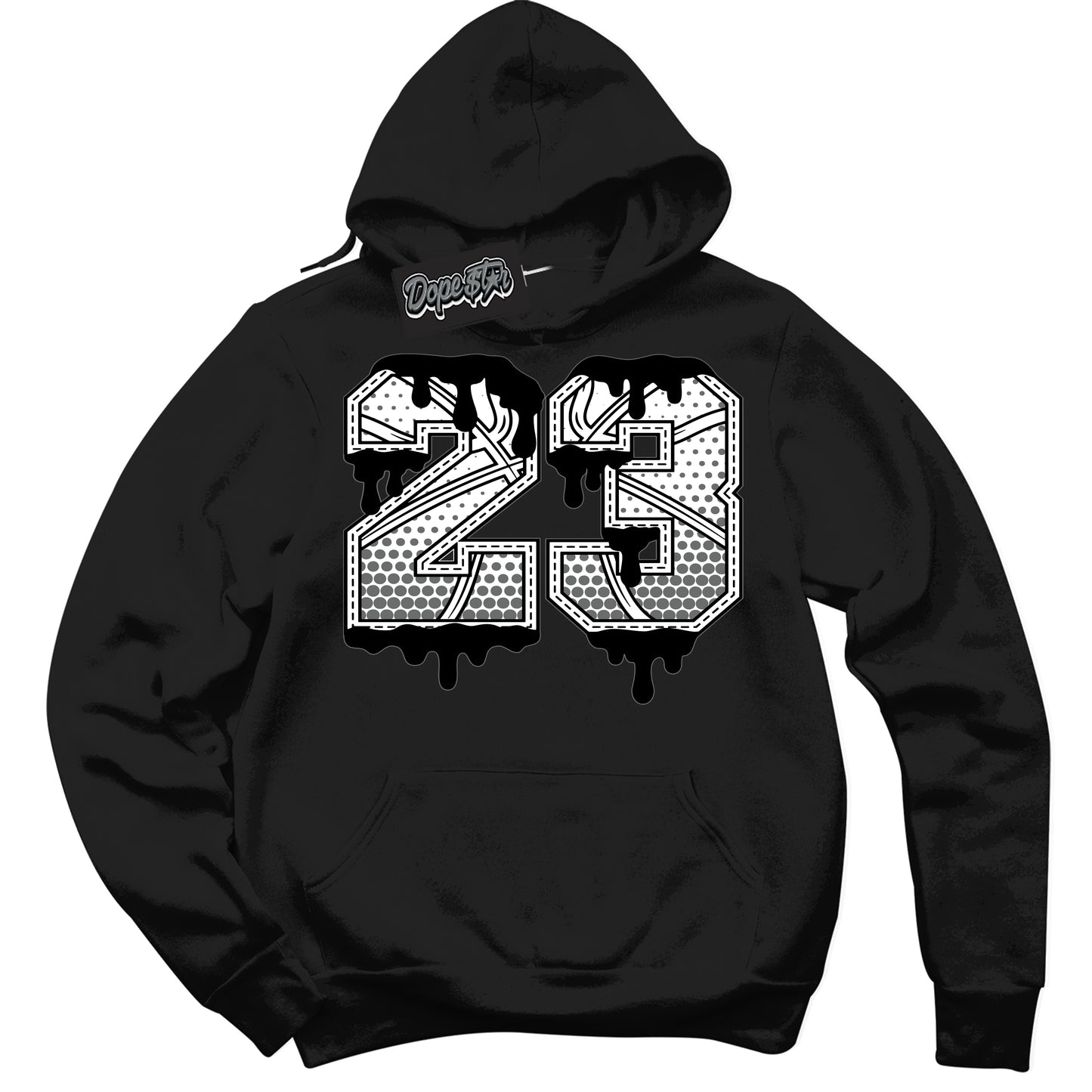 Cool Black Hoodie with “23 Ball” design that Perfectly Matches Iron Grey 1s Jordans.