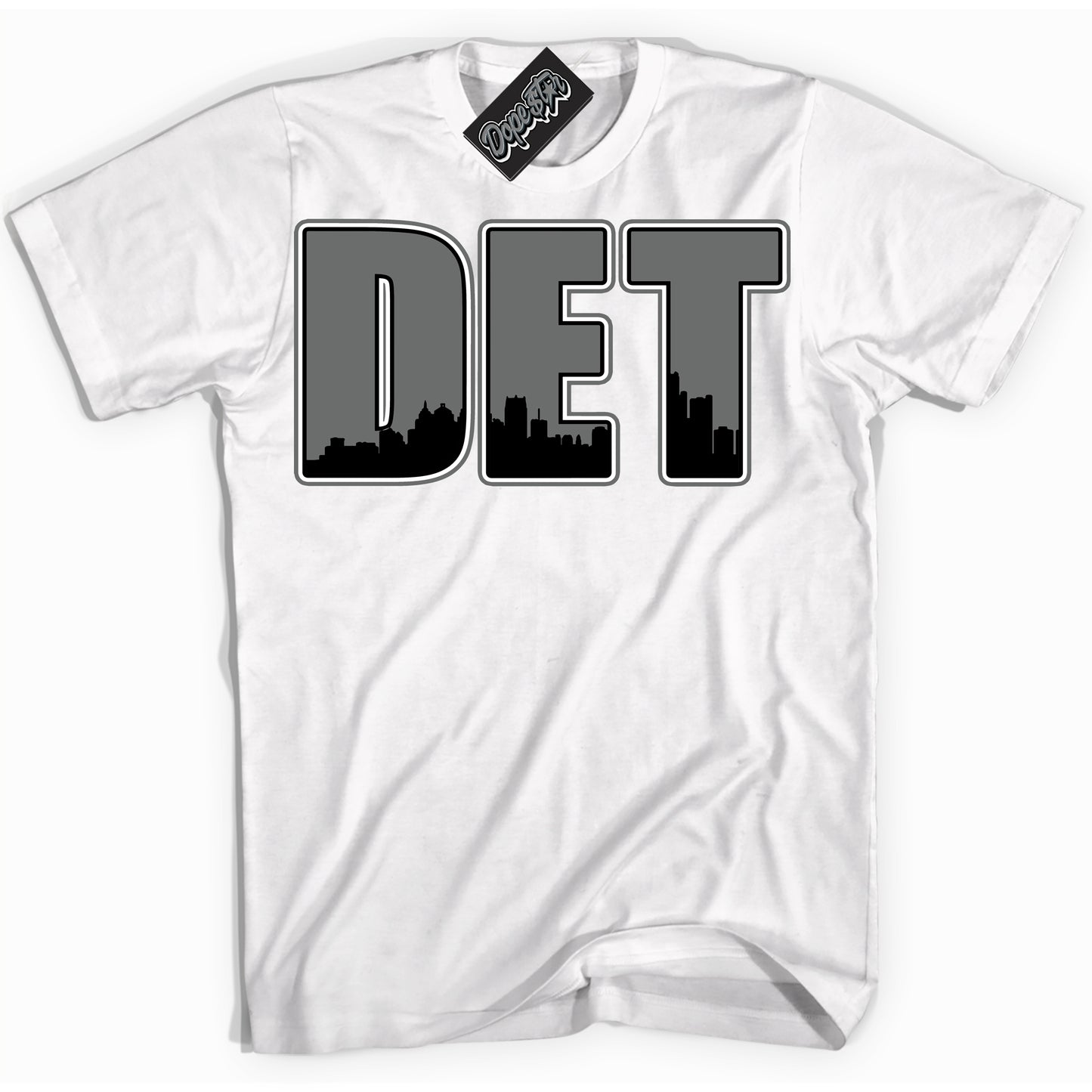 Cool White Shirt with “Detroit” design that perfectly matches the Iron Grey 1s Jordans.