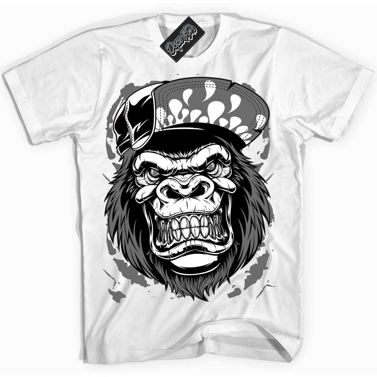 Cool White Shirt with “Gorilla Beast” design that perfectly matches the Iron Grey 1s Jordans.