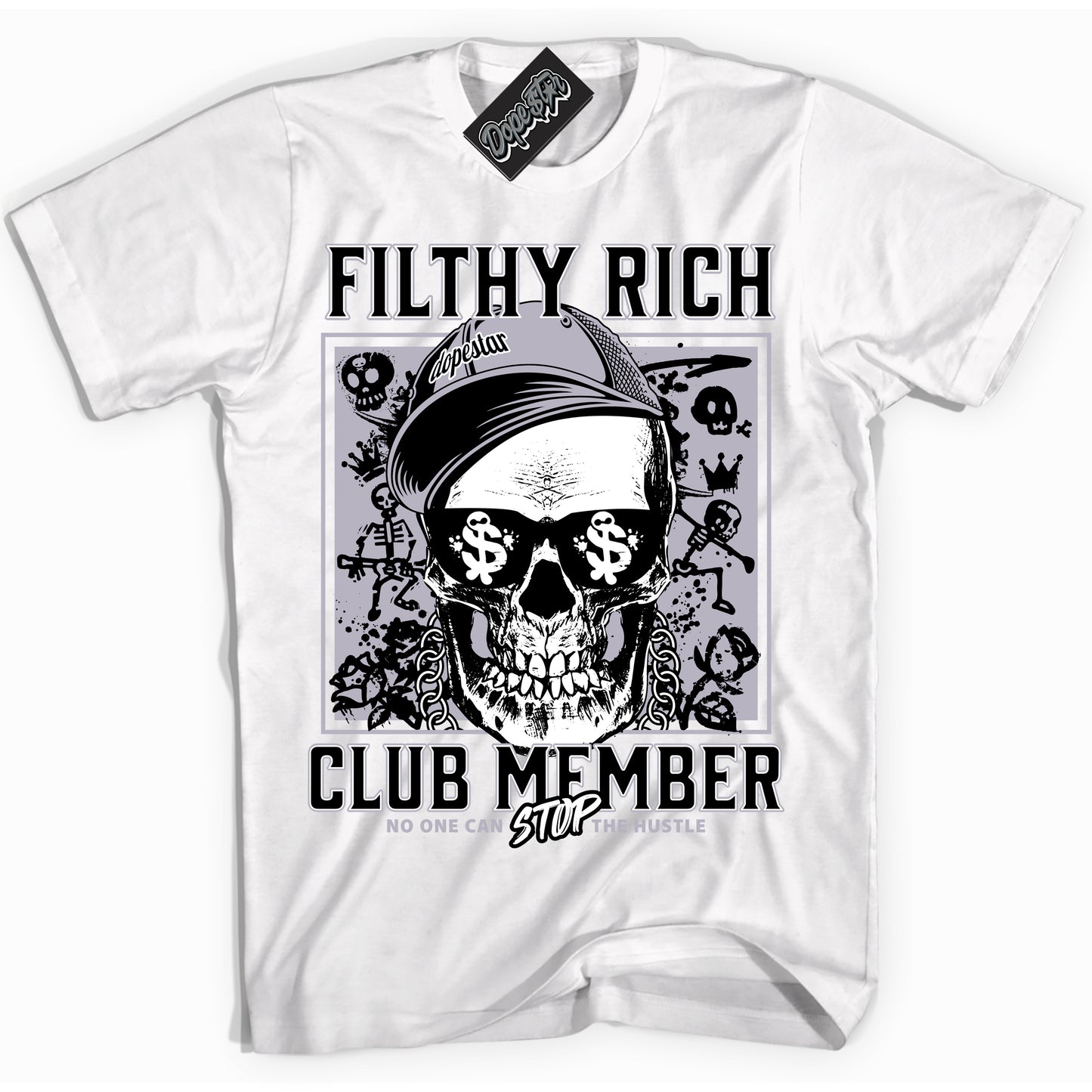 Cool White Shirt with “Filthy Rich” design that perfectly matches the OG Barons 1s Jordans.