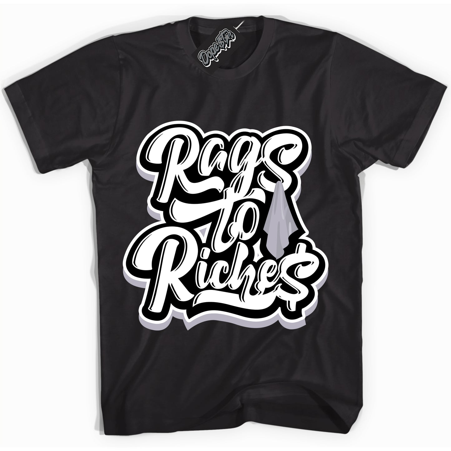 Cool Black Shirt with “Rags To Riches” design that perfectly matches the OG Barons 1s Jordans.