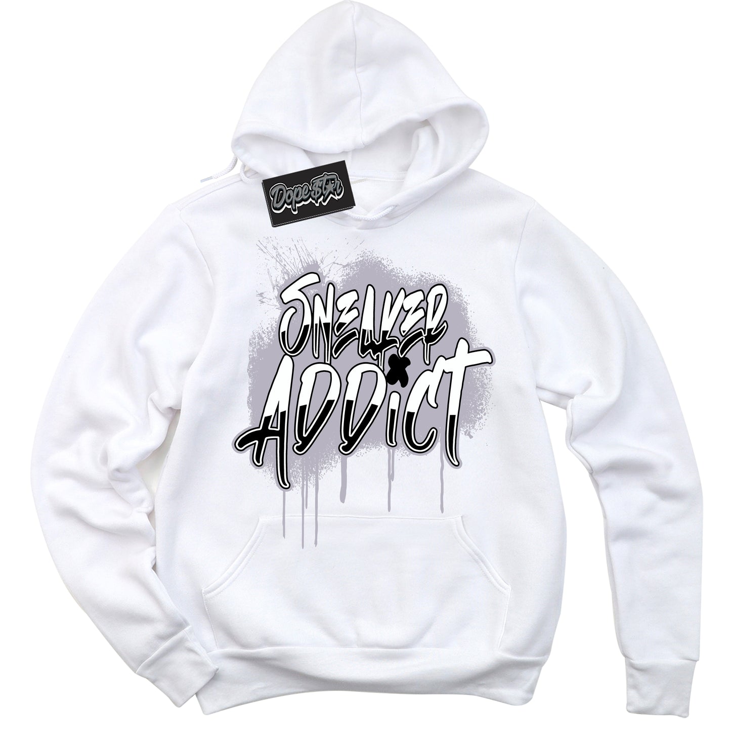 Cool White Hoodie with “Sneaker Addict” design that Perfectly Matches OG Barons 1s Jordans.