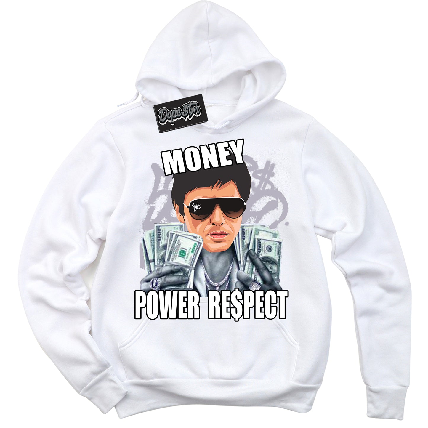 Cool White Hoodie with “Tony Montana” design that Perfectly Matches OG Barons 1s Jordans.