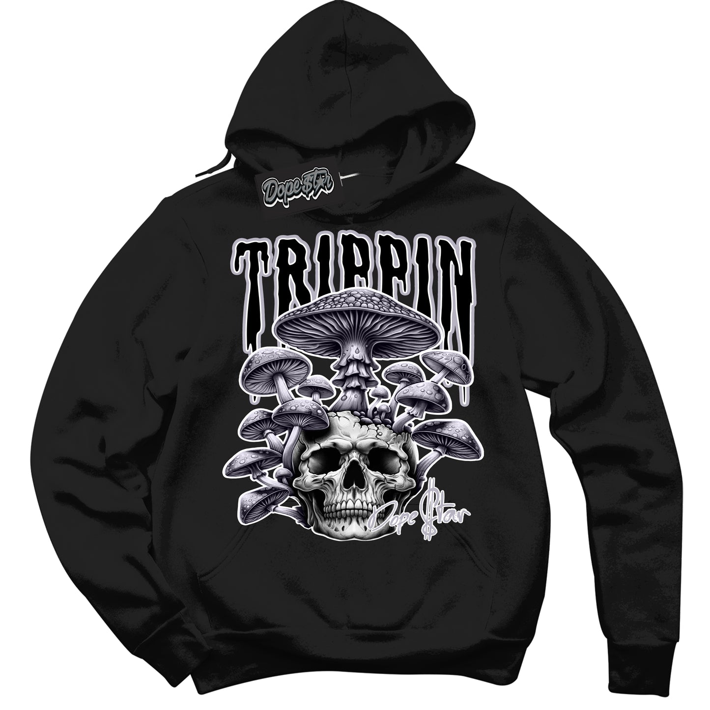 Cool Black Hoodie with “Trippin” design that Perfectly Matches OG Barons 1s Jordans.