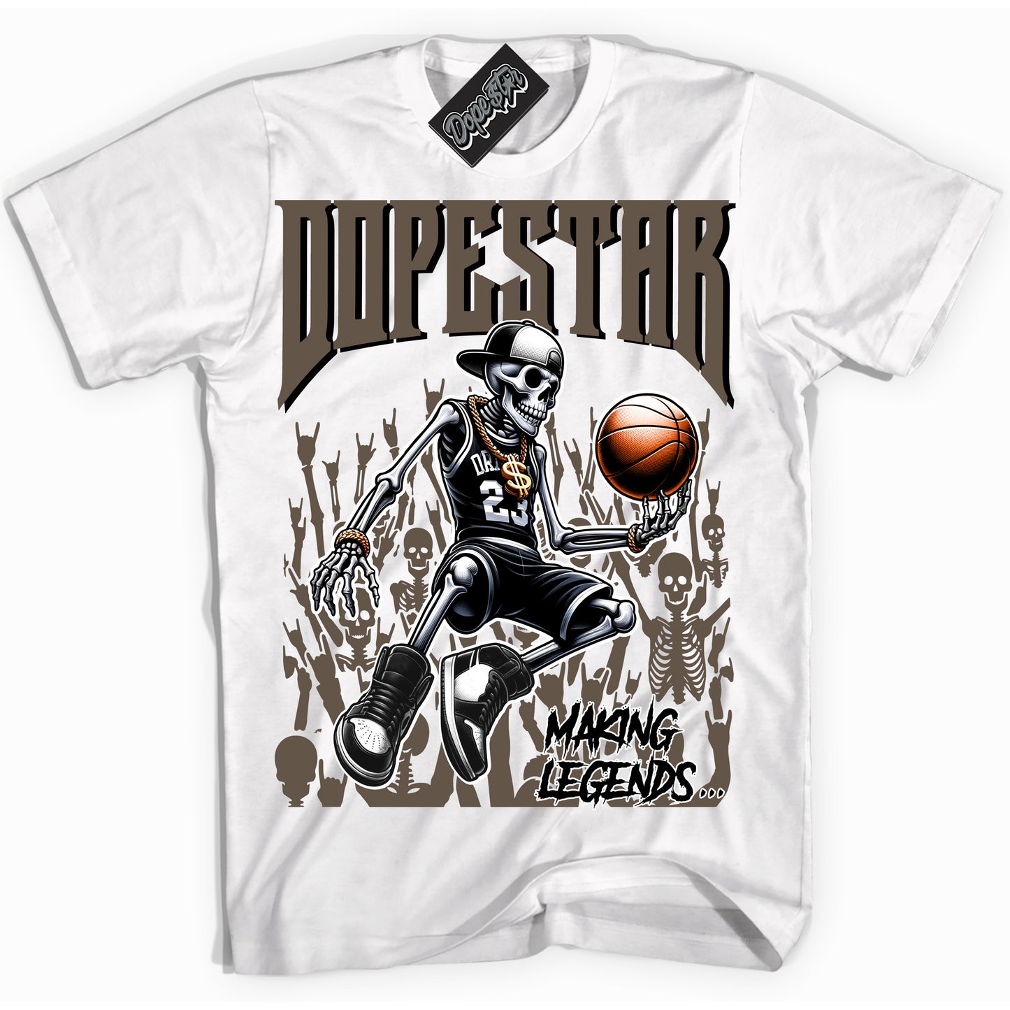 Cool White Shirt with “Making Legends” design that perfectly matches the Mocha Palomino 1s Jordans.