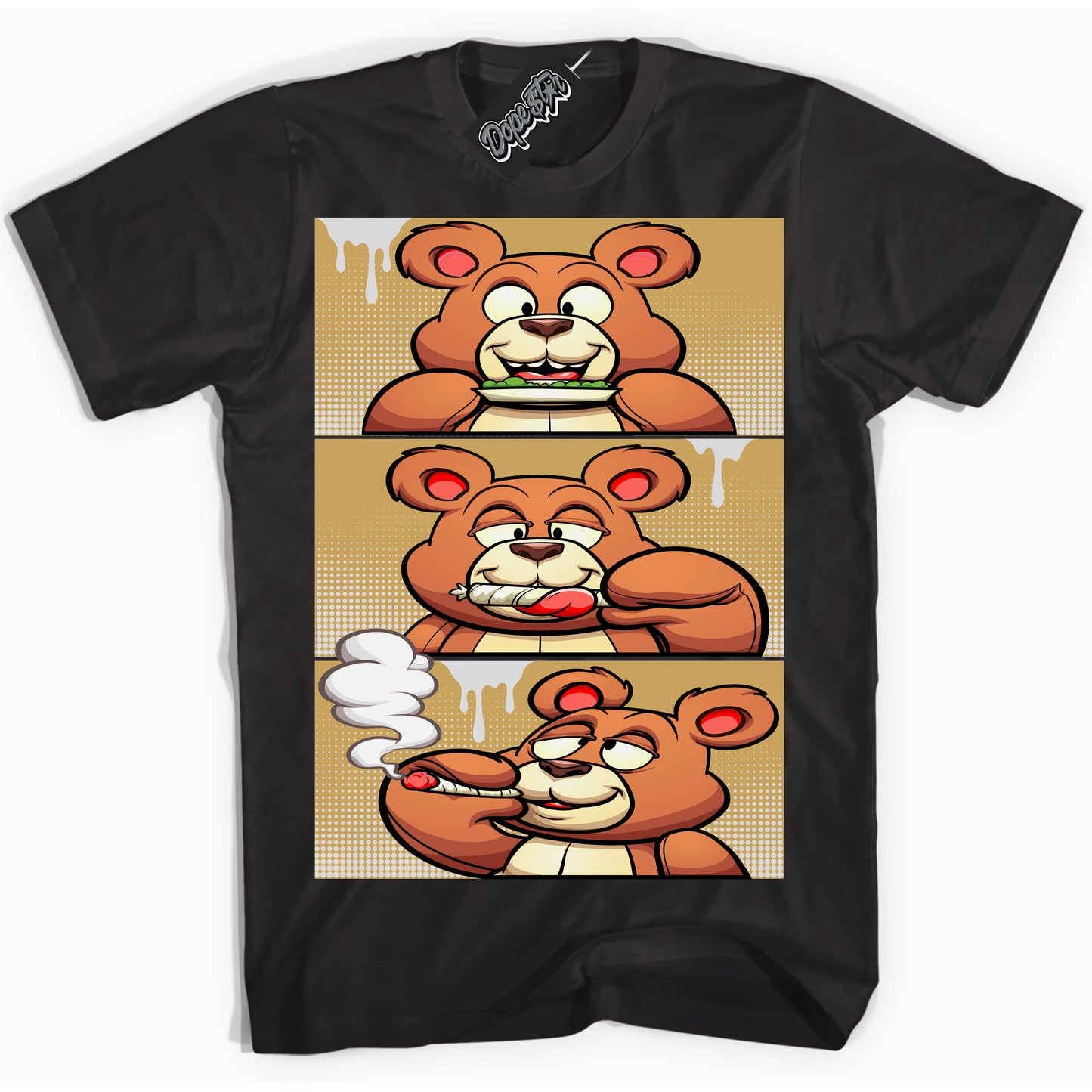Cool Black Shirt with “ Roll It Lick It Smoke It Bear ” design that perfectly matches Craft Paris 6s Jordans.