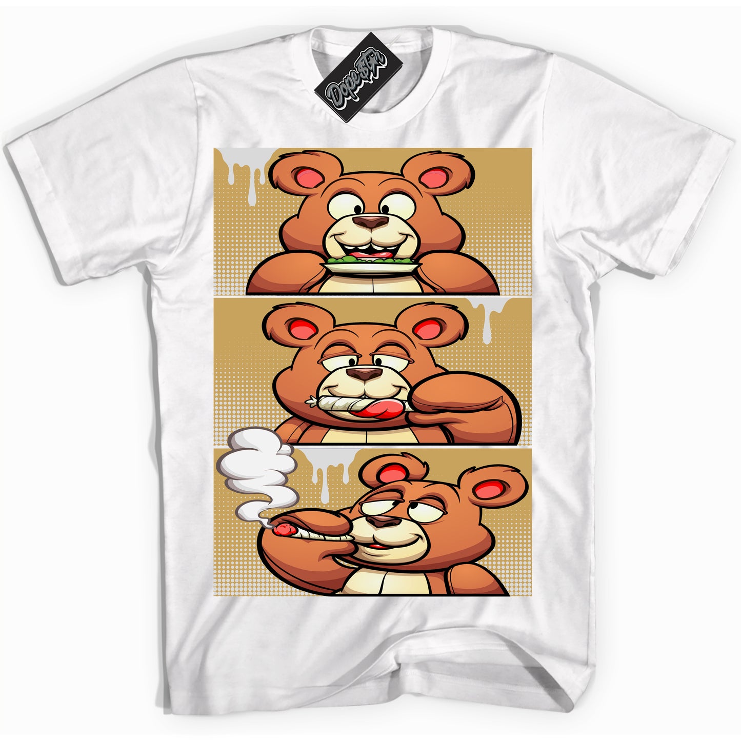 Cool White Shirt with “ Roll It Lick It Smoke It Bear ” design that perfectly matches Craft Paris 6s Jordans.
