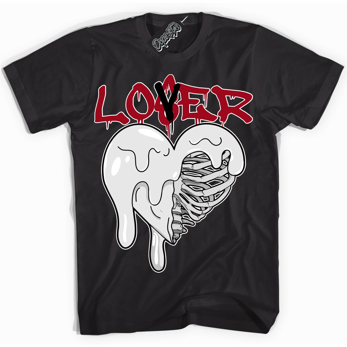 Cool Black Shirt with “Lover Loser” design that perfectly matches the Black Toe Reimagined 1s Jordans.