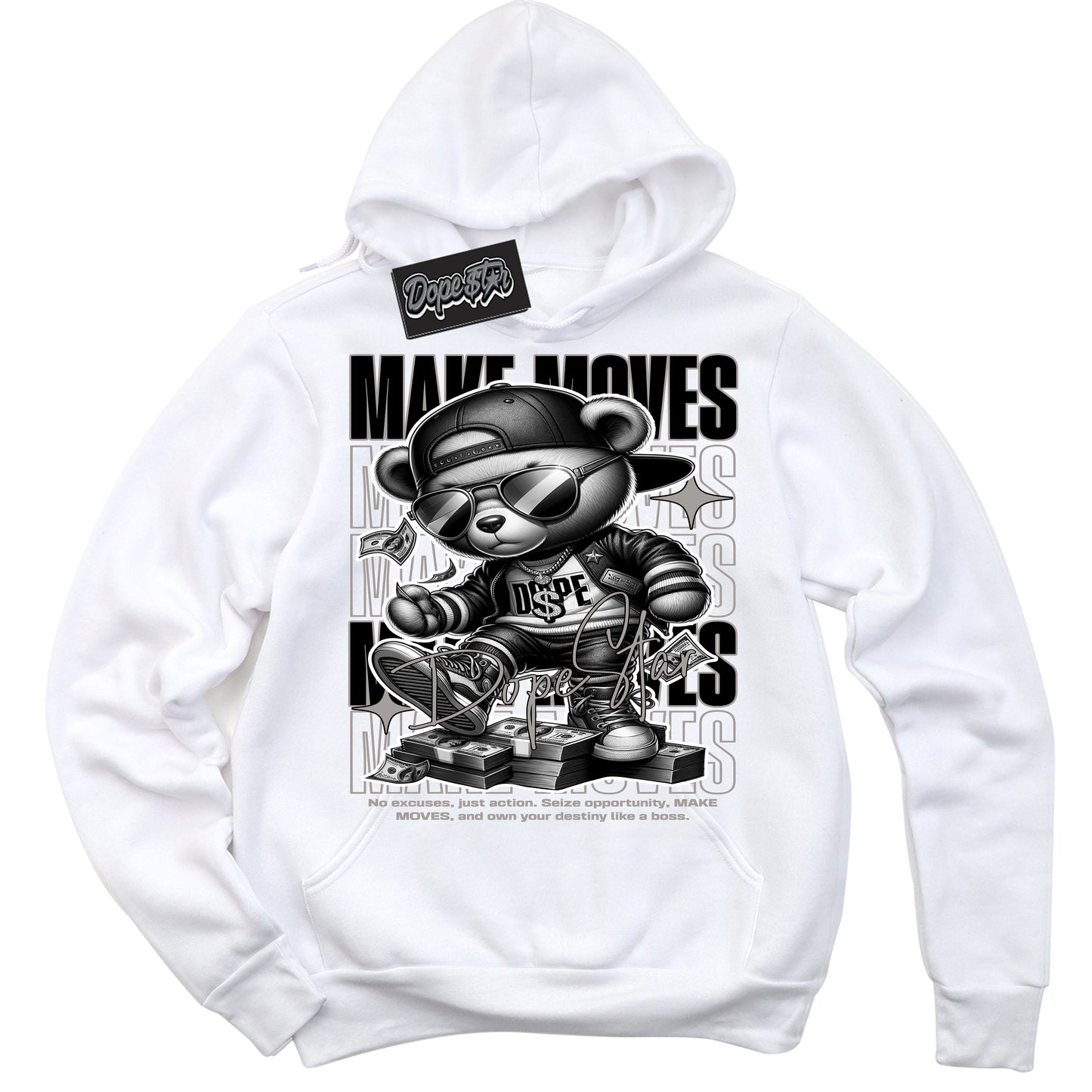 Cool White Hoodie with “Make Moves” design that Perfectly Matches Satin Shadow 1s Jordans.