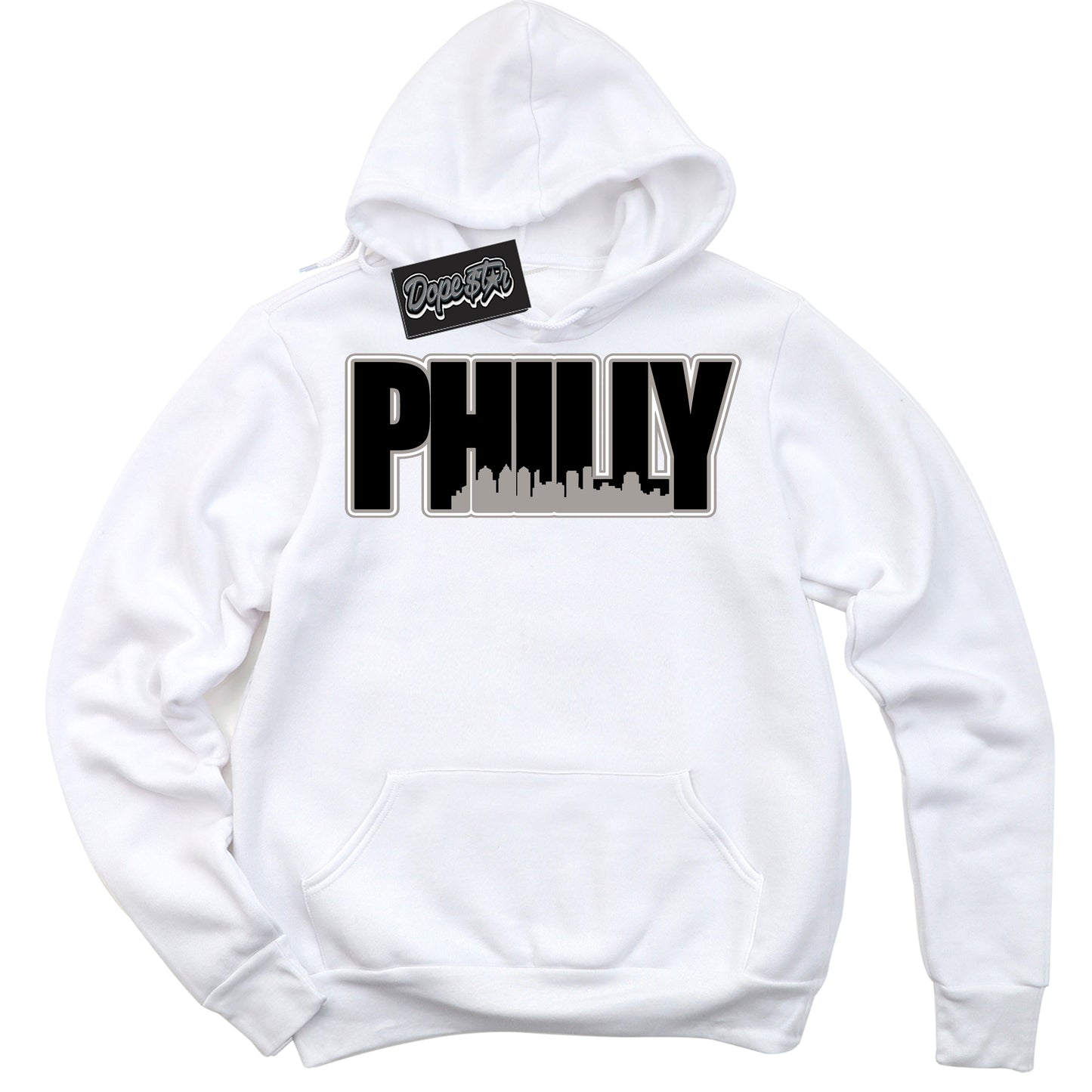 Cool White Hoodie with “Philly” design that Perfectly Matches Satin Shadow 1s Jordans.