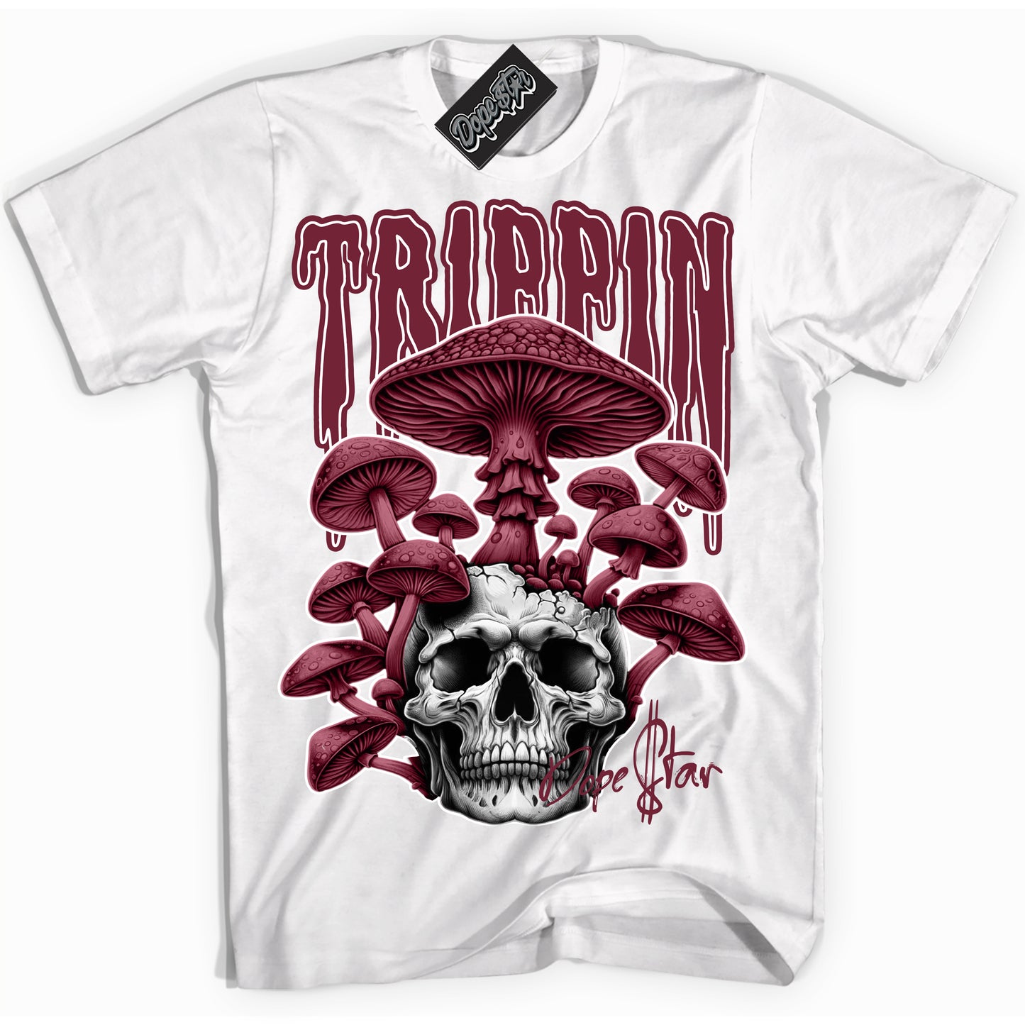 Cool White Shirt with “Trippin” design that perfectly matches Team Red 1s.