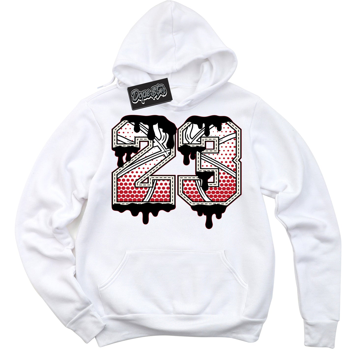 Cool White Hoodie with “23 Ball” design that Perfectly Matches Trophy Room 1s Jordans.