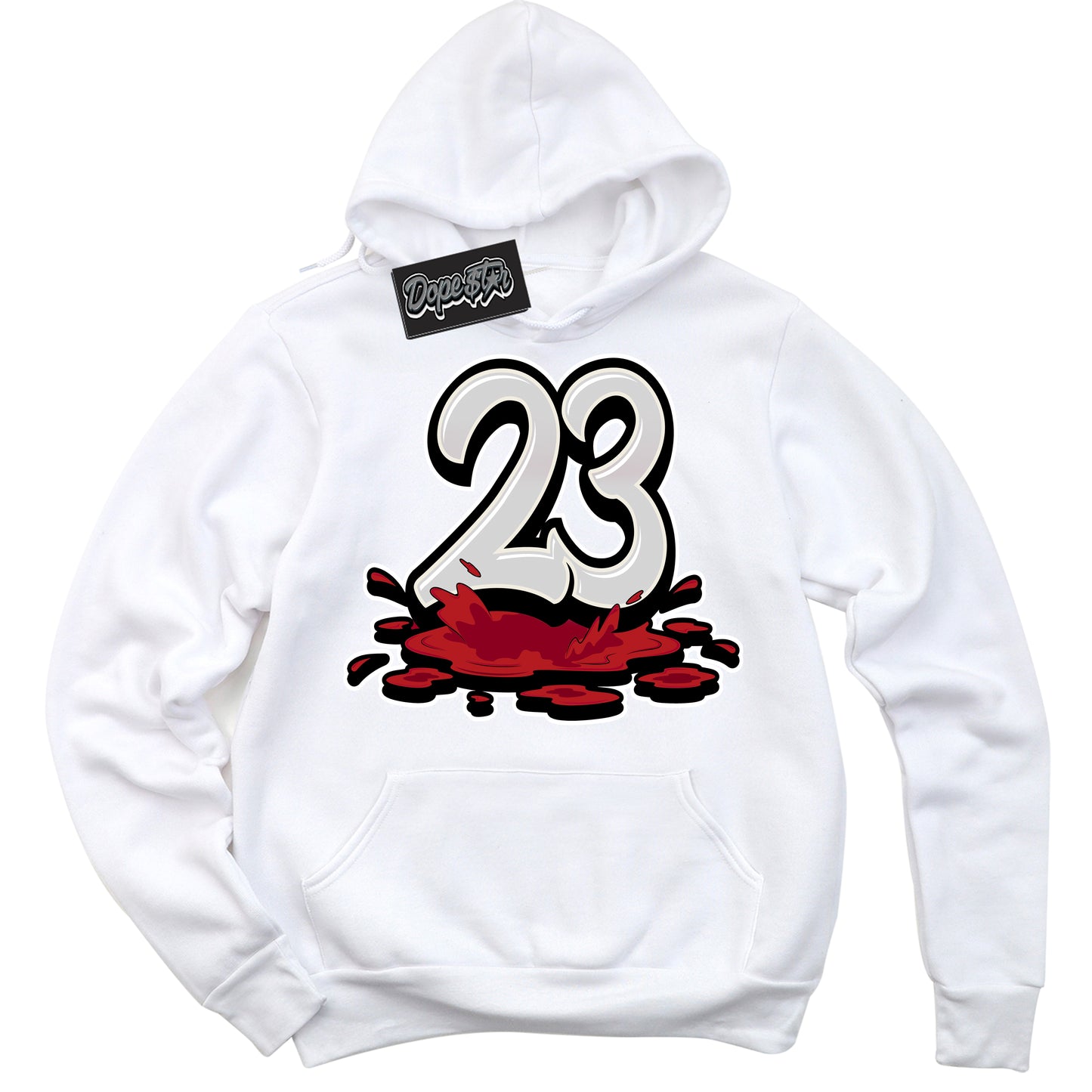 Cool White Hoodie with “23 Melting” design that Perfectly Matches Trophy Room 1s Jordans.