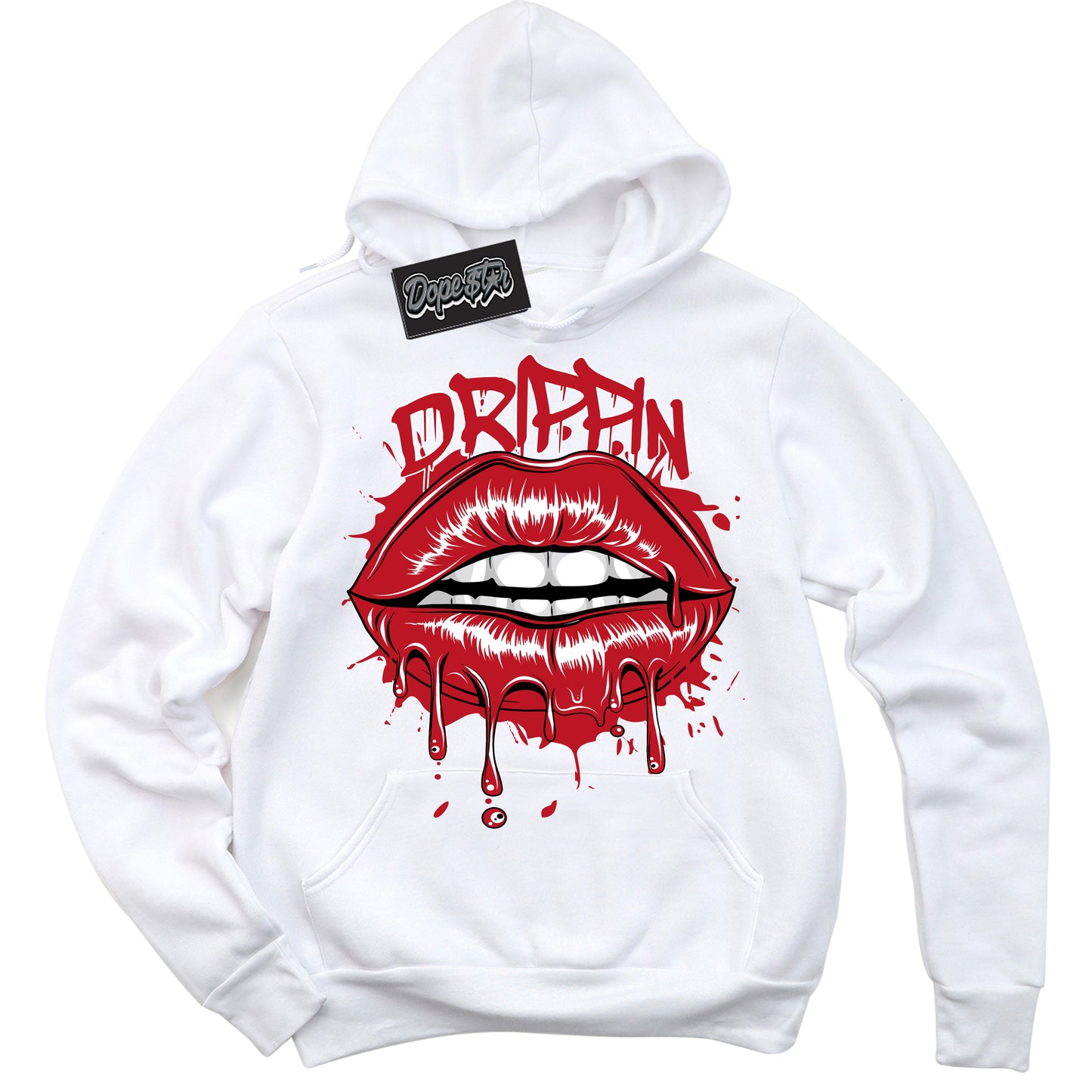 Cool White Hoodie with “Drippin” design that Perfectly Matches Trophy Room 1s Jordans.