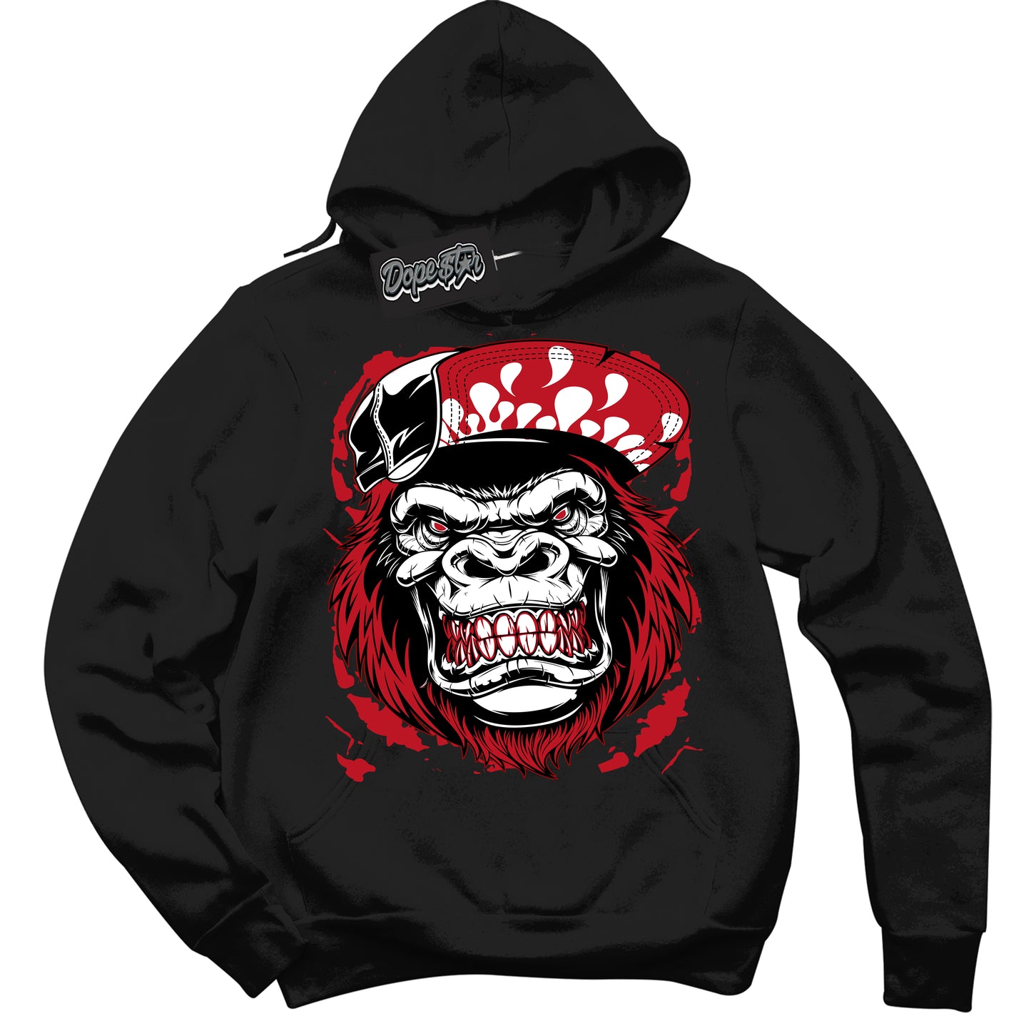 Cool Black Hoodie with “Gorilla Beast” design that Perfectly Matches Trophy Room 1s Jordans.