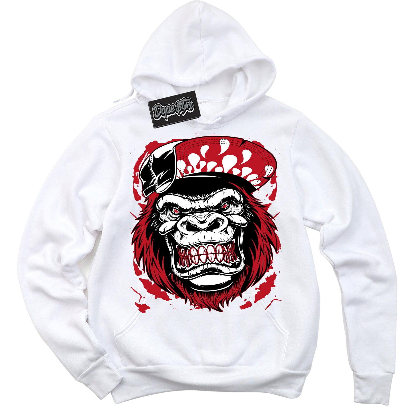 Cool White Hoodie with “Gorilla Beast” design that Perfectly Matches Trophy Room 1s Jordans.