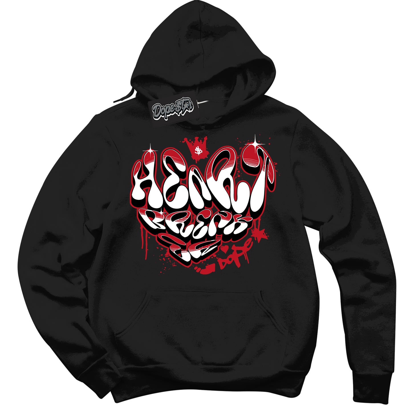 Cool Black Hoodie with “Heartbreaker Graffiti” design that Perfectly Matches Trophy Room 1s Jordans.