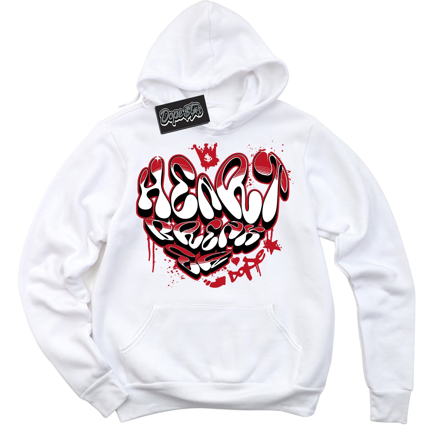 Cool White Hoodie with “Heartbreaker Graffiti” design that Perfectly Matches Trophy Room 1s Jordans.