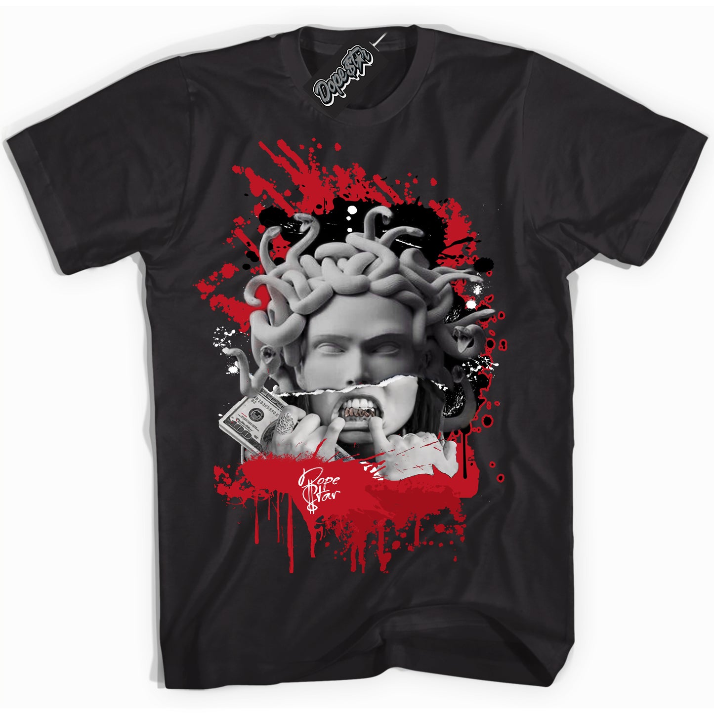 Cool Black Shirt with “Medusa” design that perfectly matches the Trophy Room 1s Jordans.