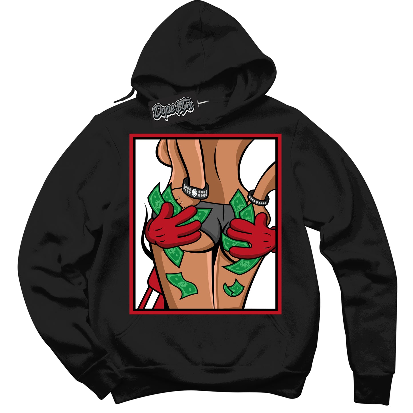 Cool Black Hoodie with “Money Hands” design that Perfectly Matches Trophy Room 1s Jordans.