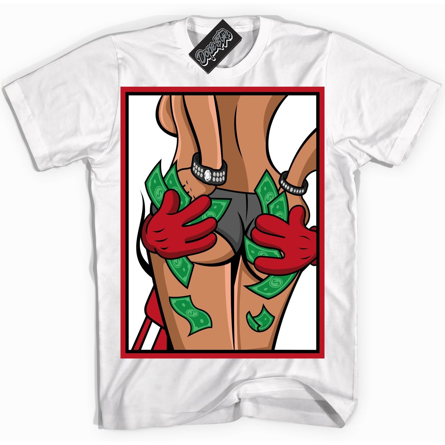 Cool White Shirt with “Money Hands” design that perfectly matches the Trophy Room 1s Jordans.