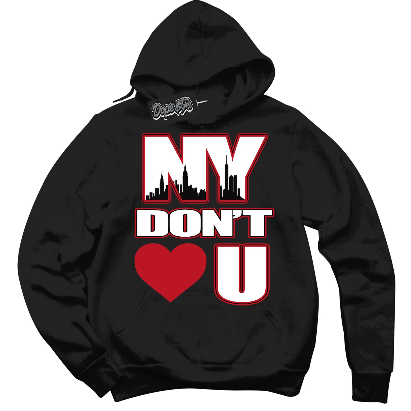 Cool Black Hoodie with “NY Don't Love You” design that Perfectly Matches Trophy Room 1s Jordans.