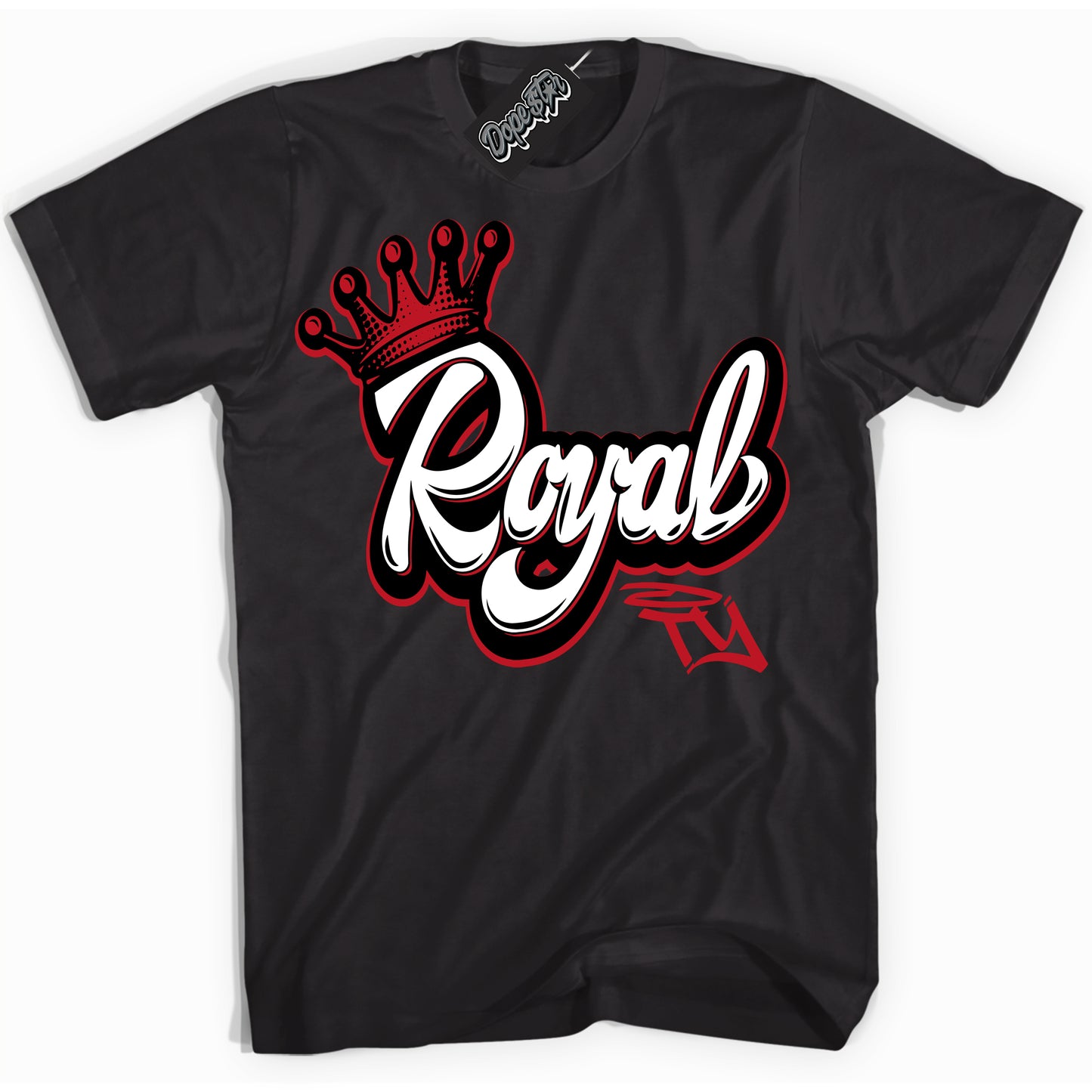 Cool Black Shirt with “Royalty” design that perfectly matches the Trophy Room 1s Jordans.
